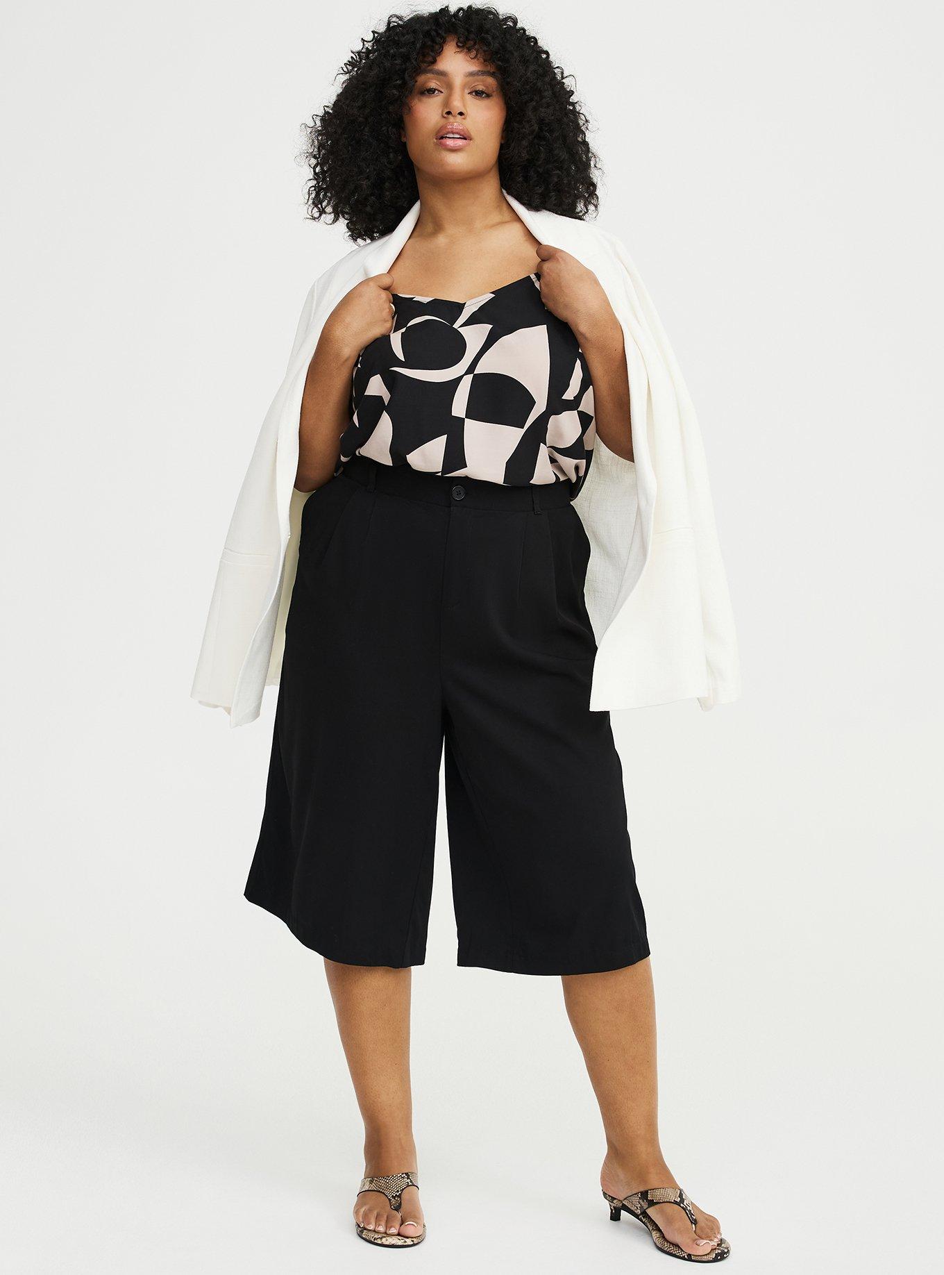 High-Rise Wide Leg Culotte Short, DEEP BLACK, alternate