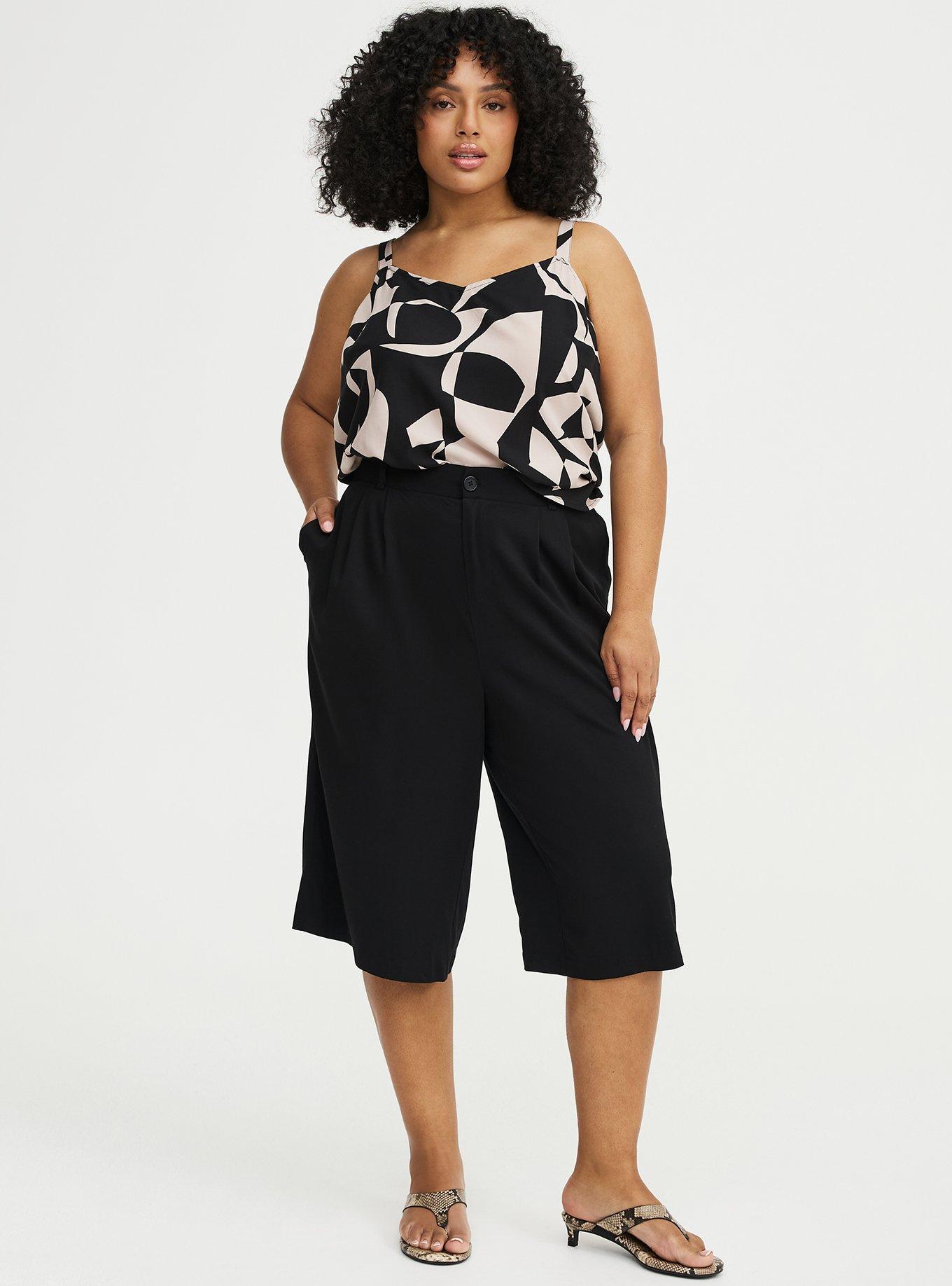 High-Rise Wide Leg Culotte Short, DEEP BLACK, hi-res