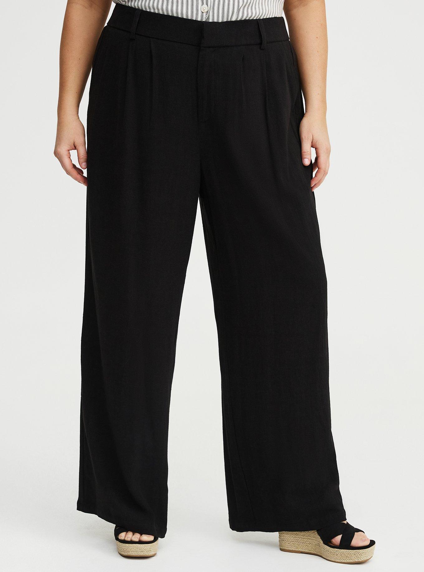 High-Rise Wide Leg Linen-Blend Trouser, DEEP BLACK, alternate