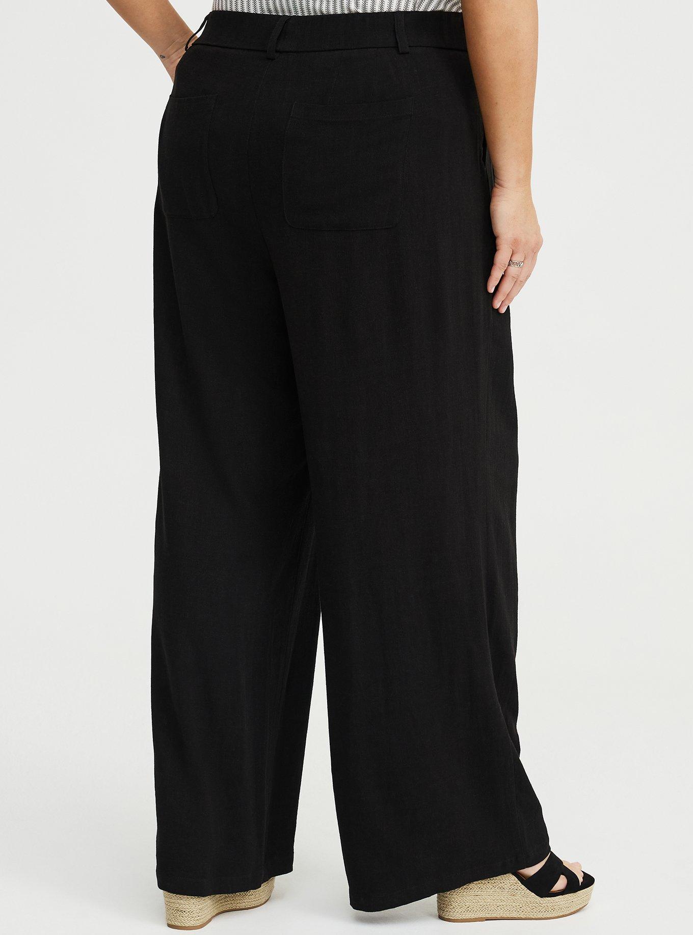 High-Rise Wide Leg Linen-Blend Trouser, DEEP BLACK, alternate