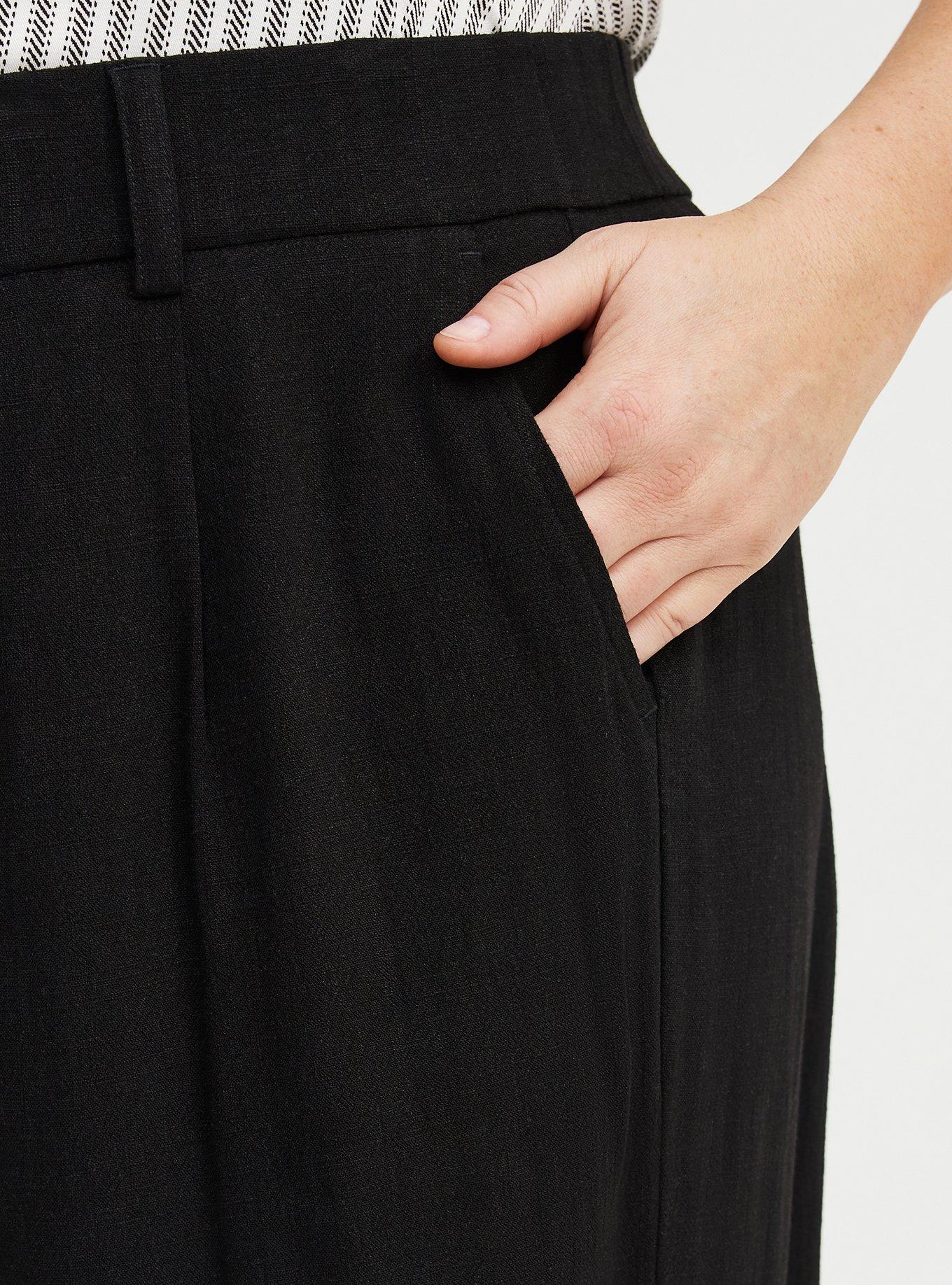 High-Rise Wide Leg Linen-Blend Trouser, DEEP BLACK, alternate