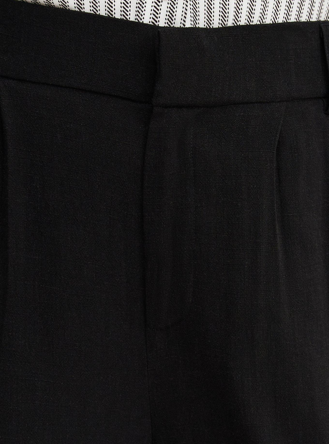 High-Rise Wide Leg Linen-Blend Trouser, DEEP BLACK, alternate