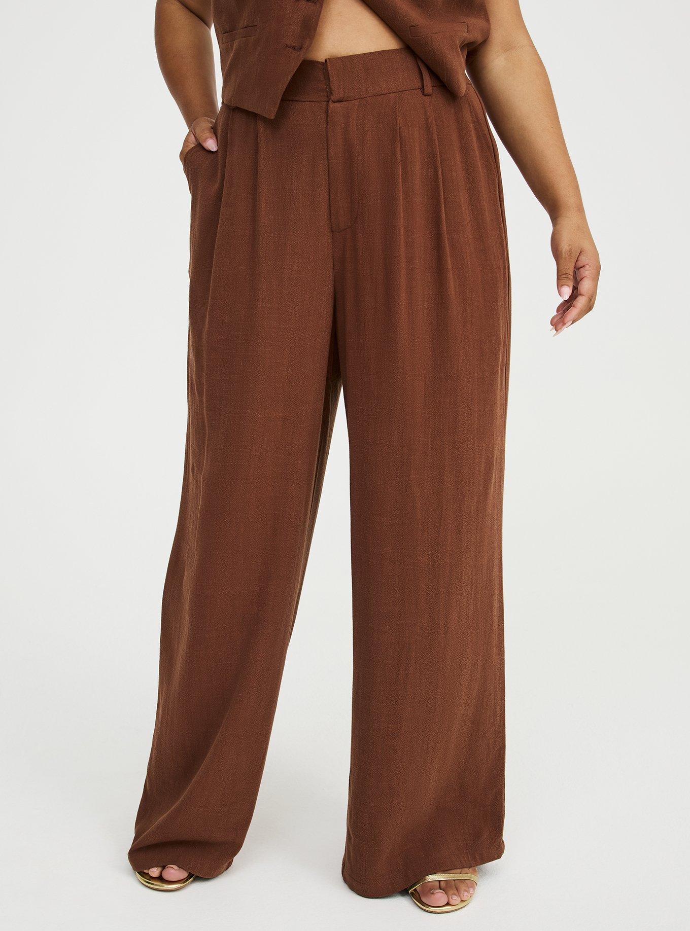 High-Rise Wide Leg Linen-Blend Trouser, CAPPUCCINO, alternate