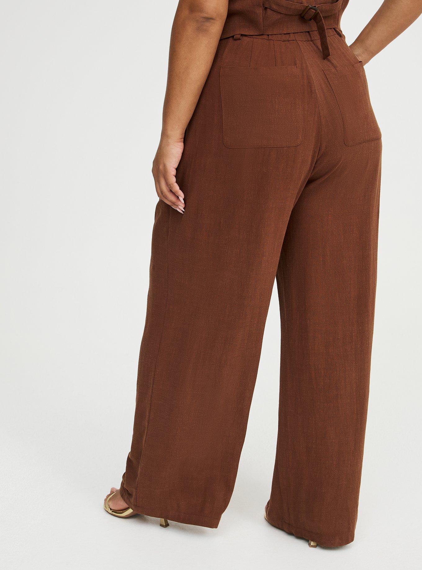 High-Rise Wide Leg Linen-Blend Trouser, CAPPUCCINO, alternate