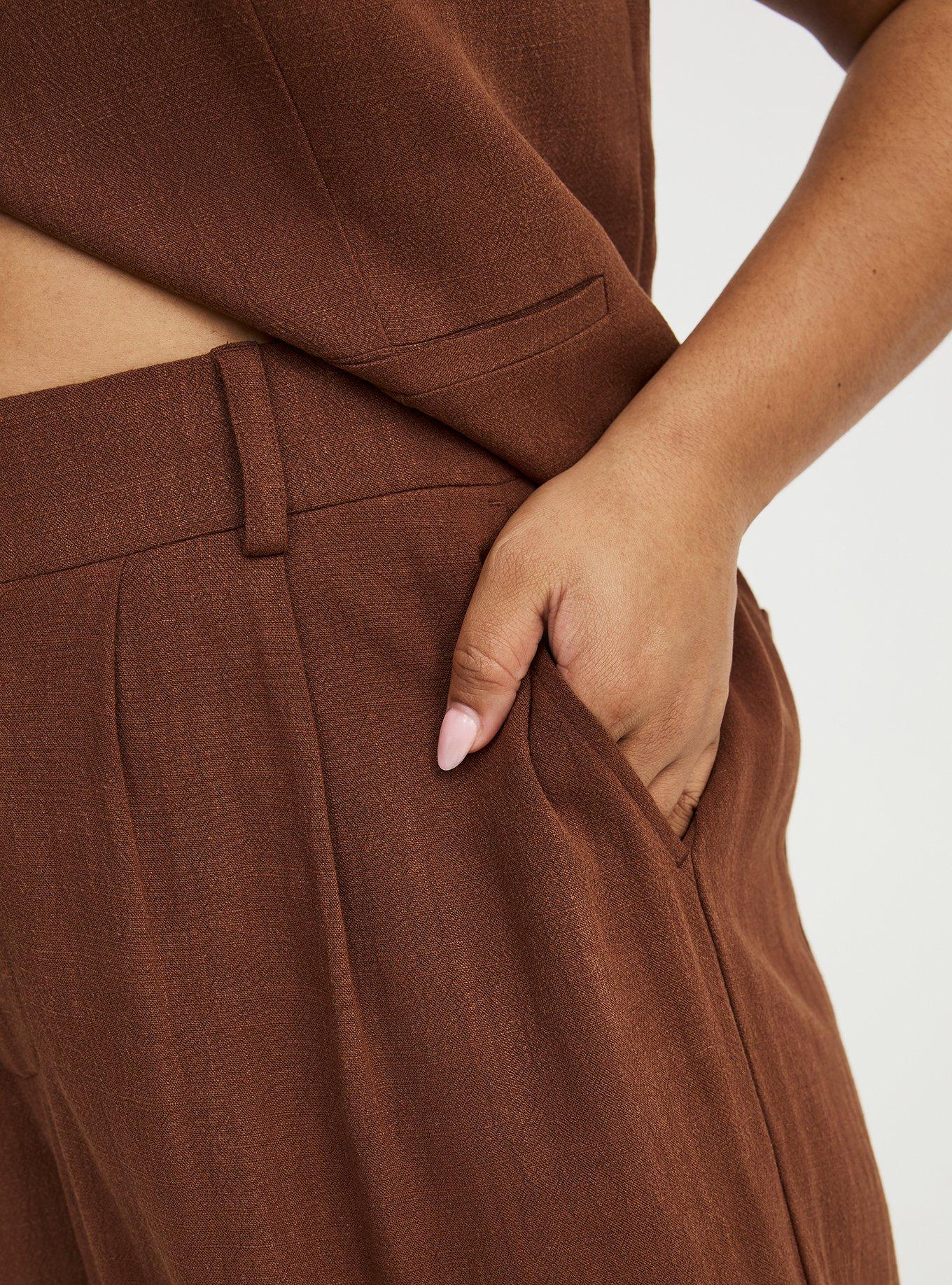 High-Rise Wide Leg Linen-Blend Trouser, CAPPUCCINO, alternate