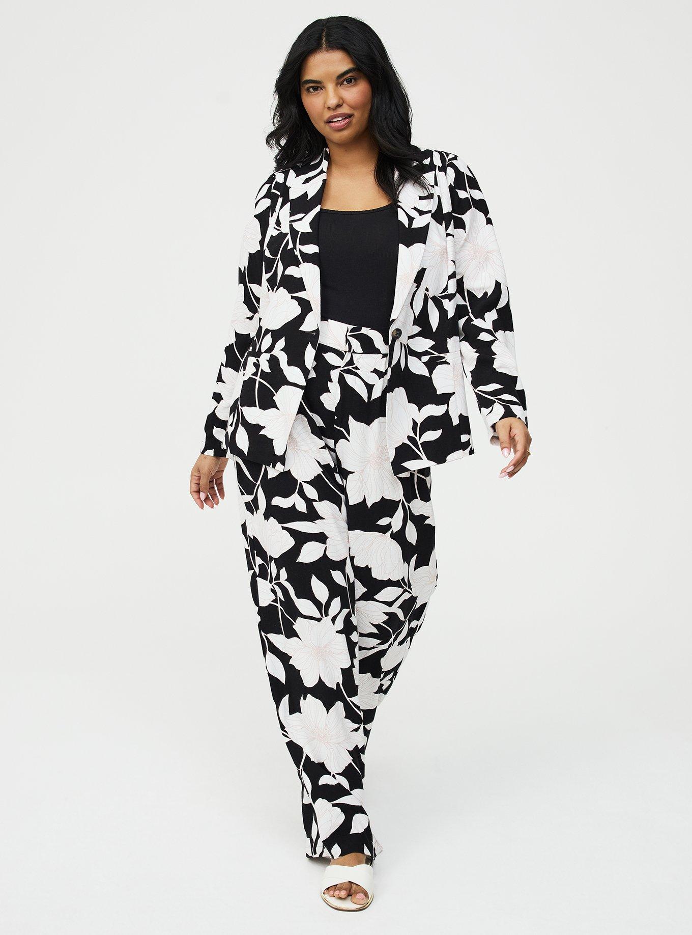 High-Rise Wide Leg Linen-Blend Trouser, BLUEPRINT FLORAL BLACK, alternate