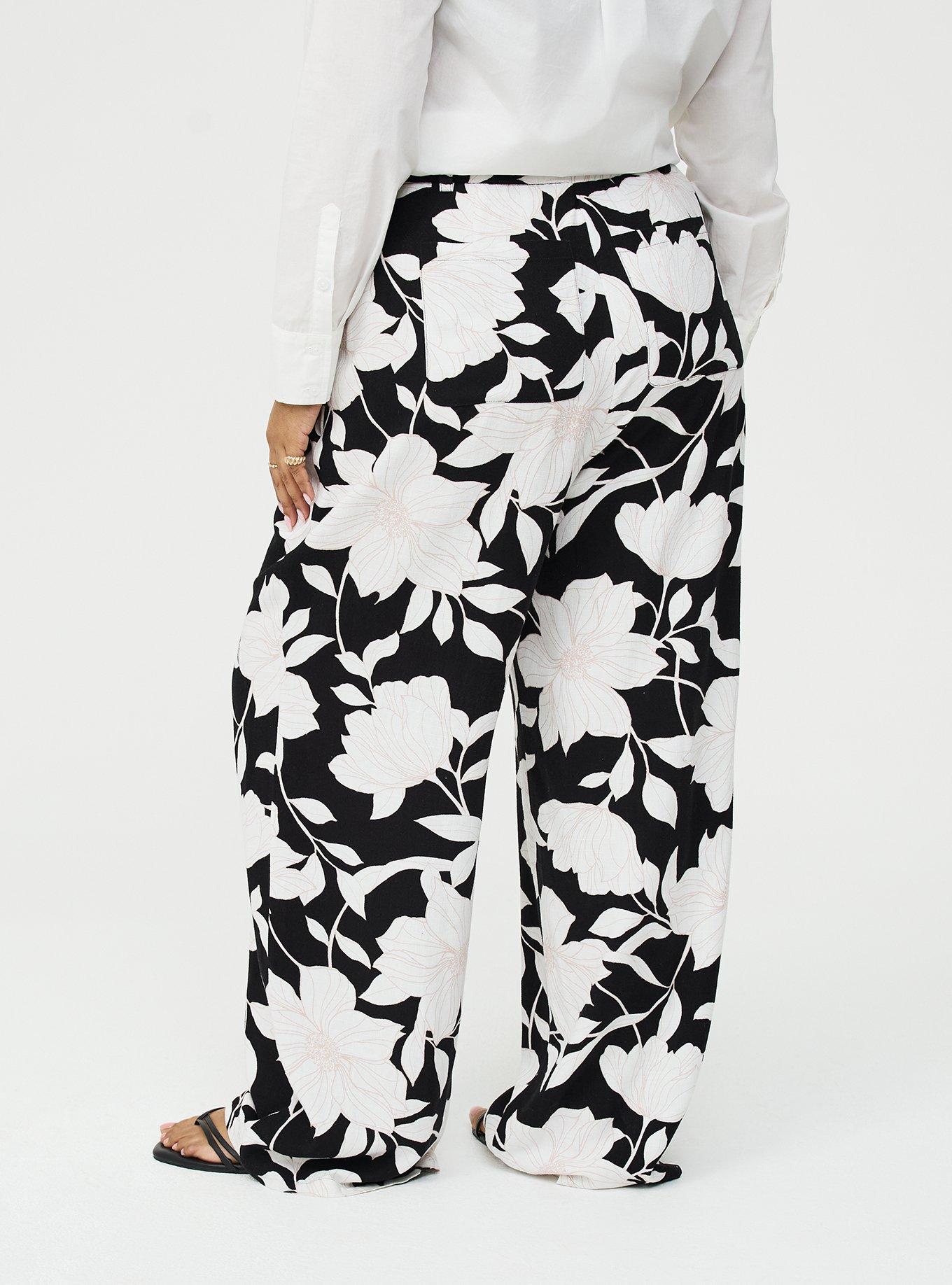 High-Rise Wide Leg Linen-Blend Trouser, BLUEPRINT FLORAL BLACK, alternate