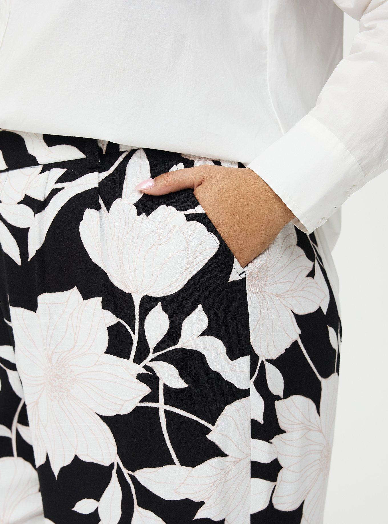 High-Rise Wide Leg Linen-Blend Trouser, BLUEPRINT FLORAL BLACK, alternate