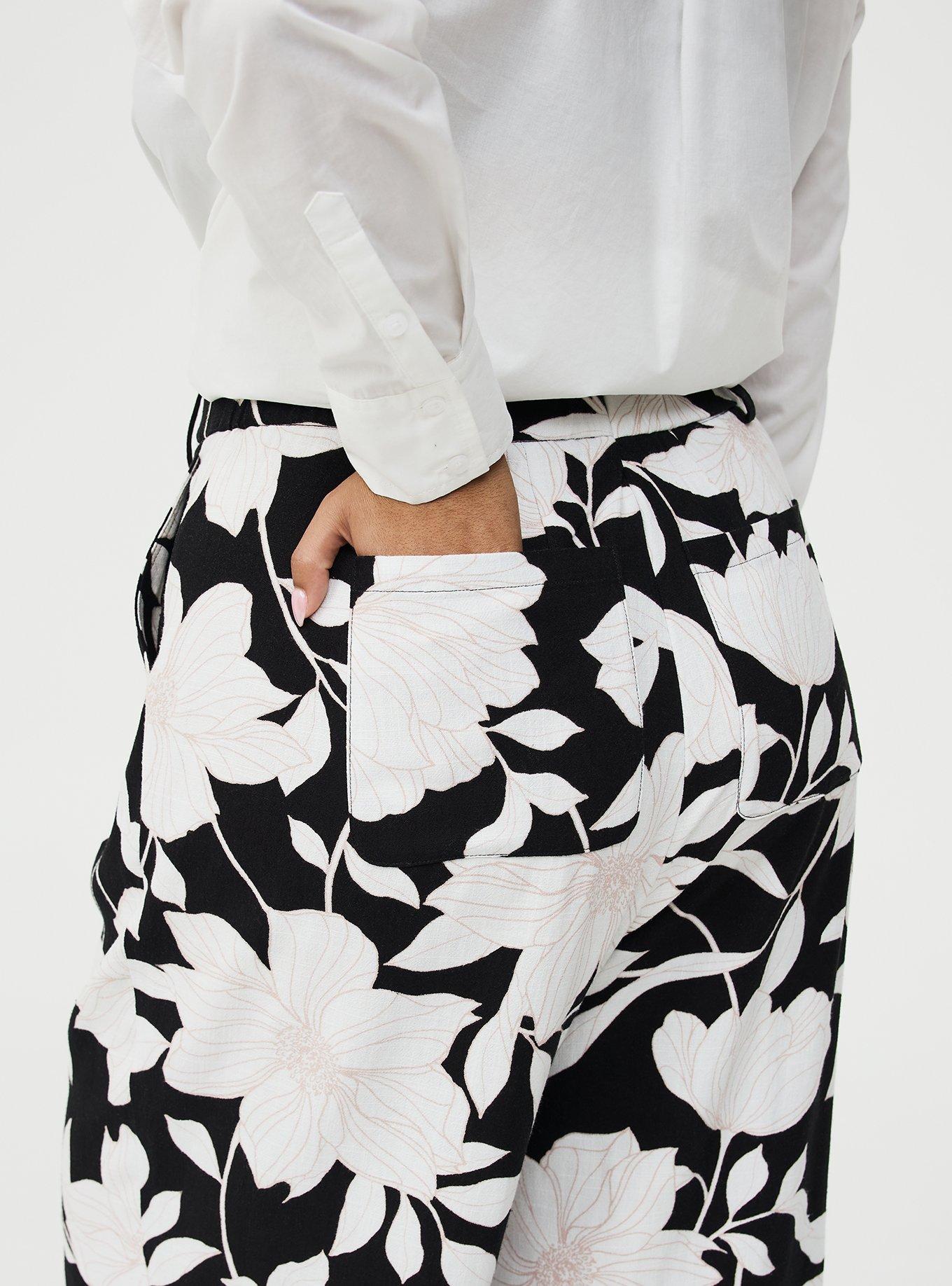 High-Rise Wide Leg Linen-Blend Trouser, BLUEPRINT FLORAL BLACK, alternate