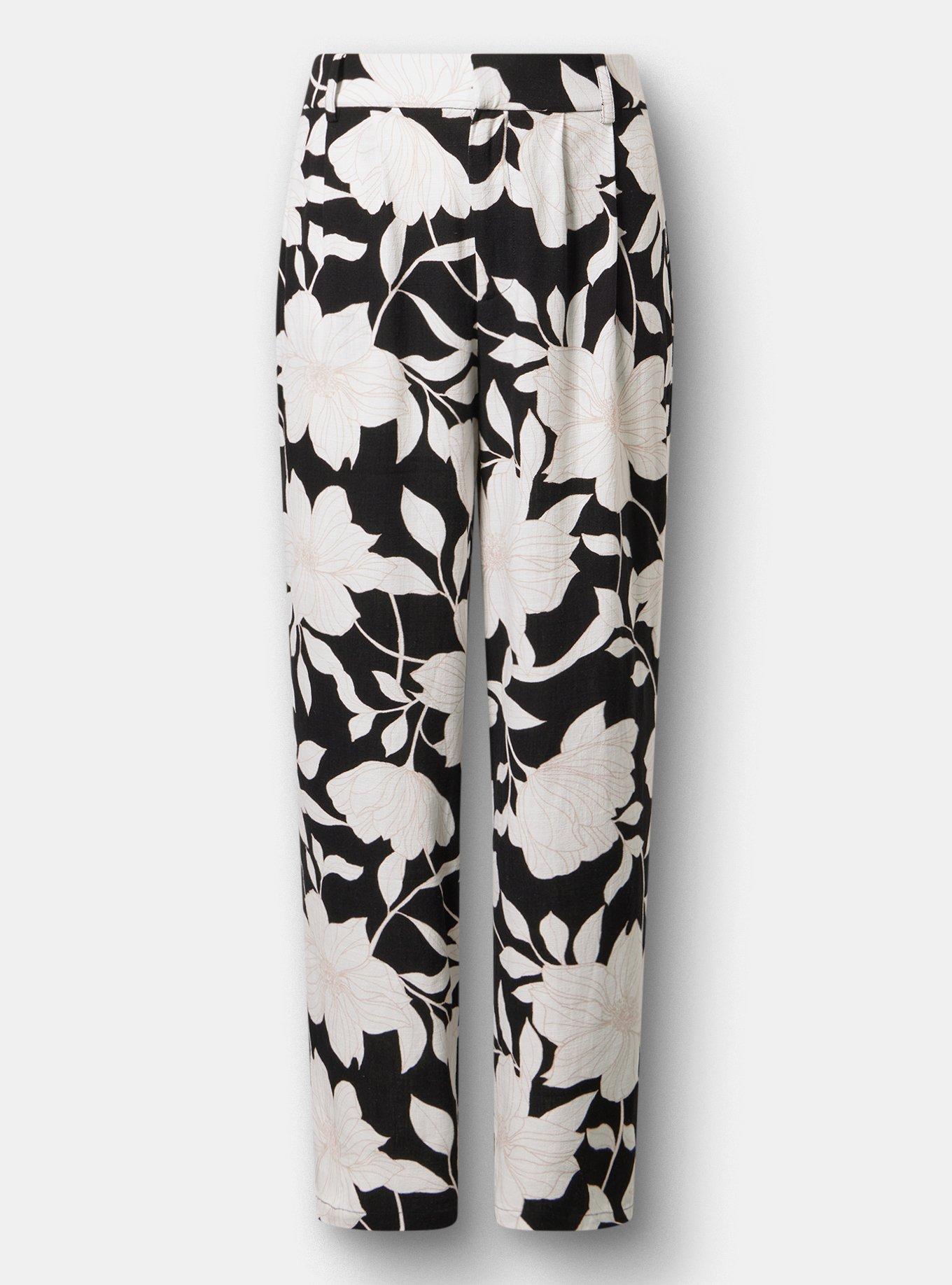 High-Rise Wide Leg Linen-Blend Trouser, BLUEPRINT FLORAL BLACK, hi-res