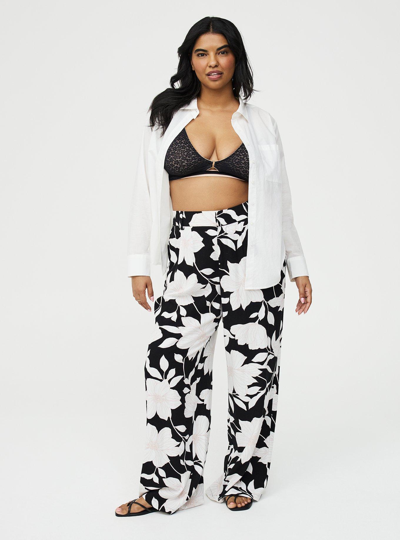 High-Rise Wide Leg Linen-Blend Trouser, BLUEPRINT FLORAL BLACK, hi-res