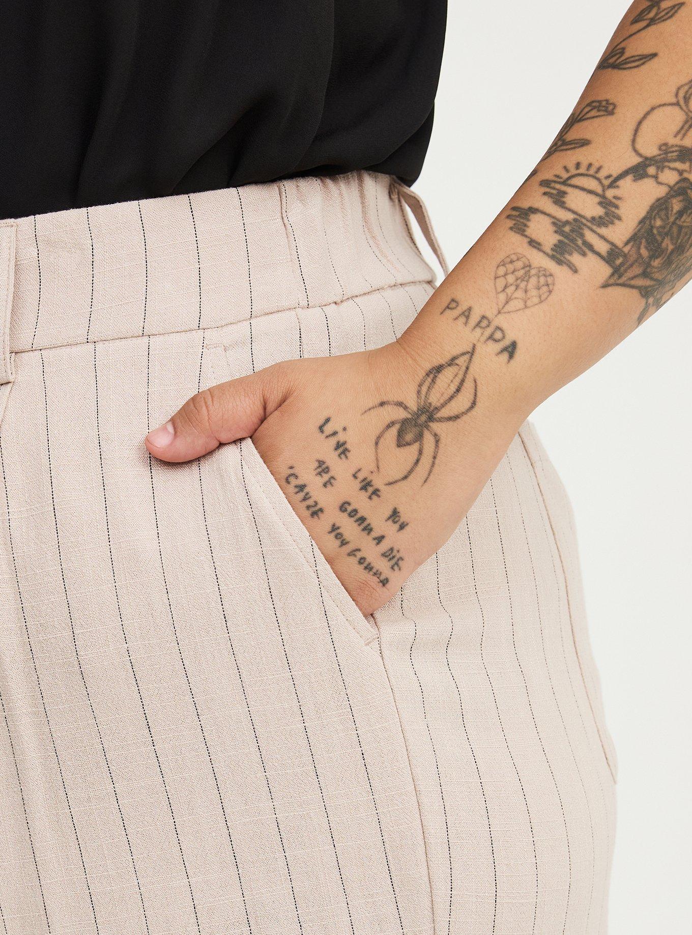 High-Rise Wide Leg Linen-Blend Trouser, MUSHROOM PINSTRIPE, alternate