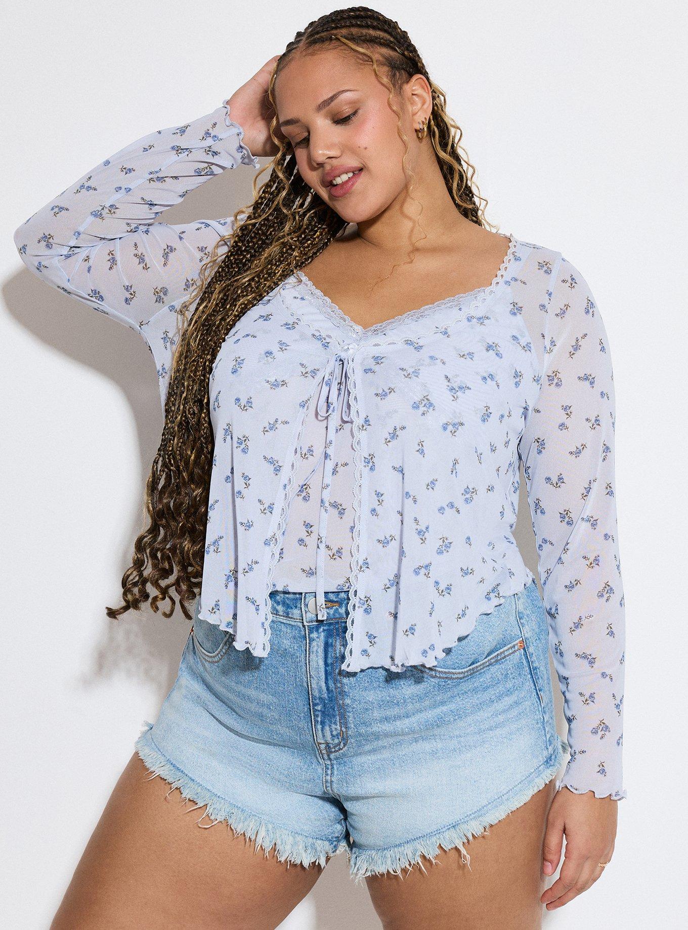 LoveSick Mesh Flyaway Top, ROSA SPRIGS FLORAL BLUE, alternate