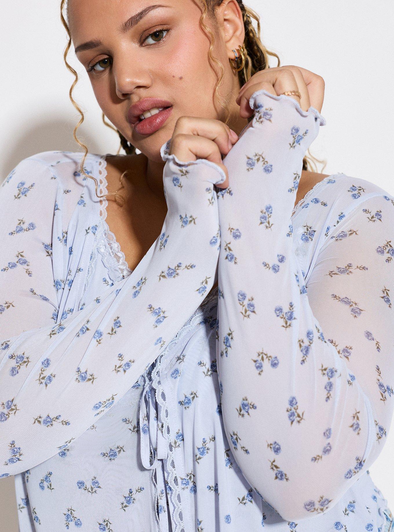 LoveSick Mesh Flyaway Top, ROSA SPRIGS FLORAL BLUE, alternate