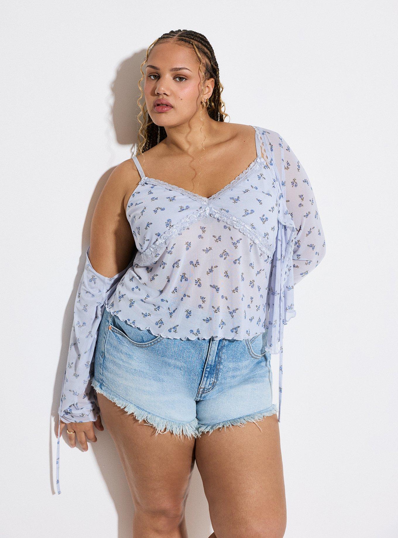 LoveSick Mesh Flyaway Top, ROSA SPRIGS FLORAL BLUE, alternate