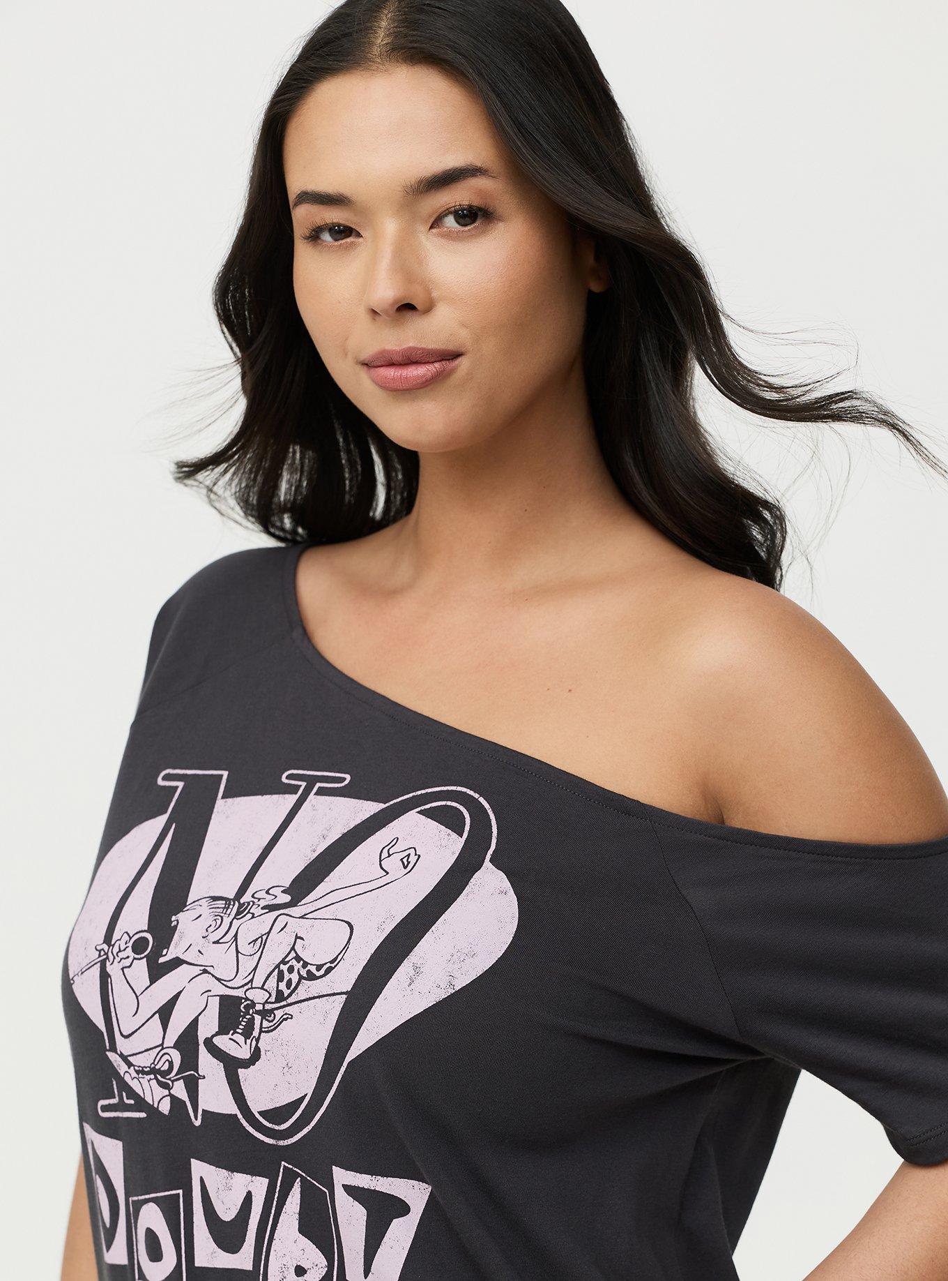 No Doubt Cotton Jersey Off-Shoulder Tee, NO DOUBT JUST A GIRL OBSIDIAN, alternate