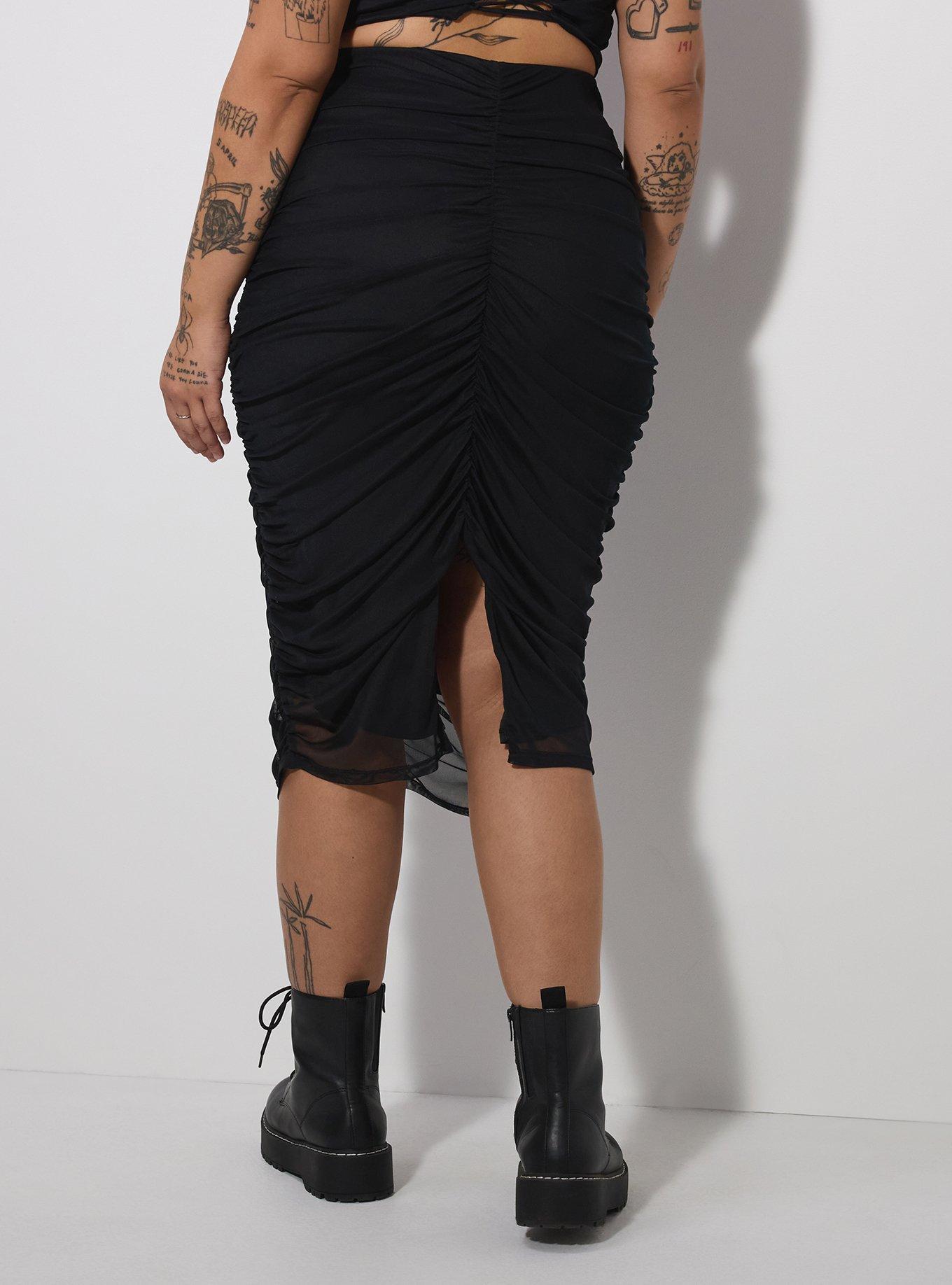 LoveSick Ruched Midi Skirt, DEEP BLACK, alternate