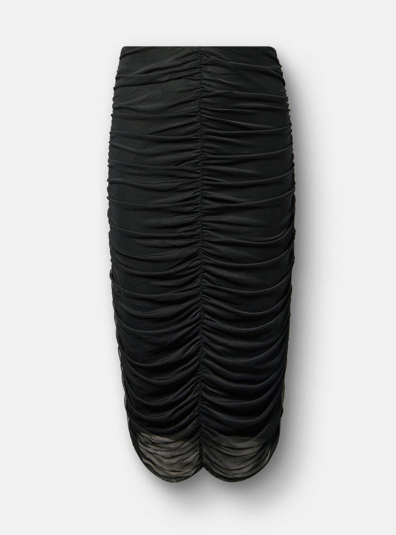 LoveSick Ruched Midi Skirt, DEEP BLACK, hi-res