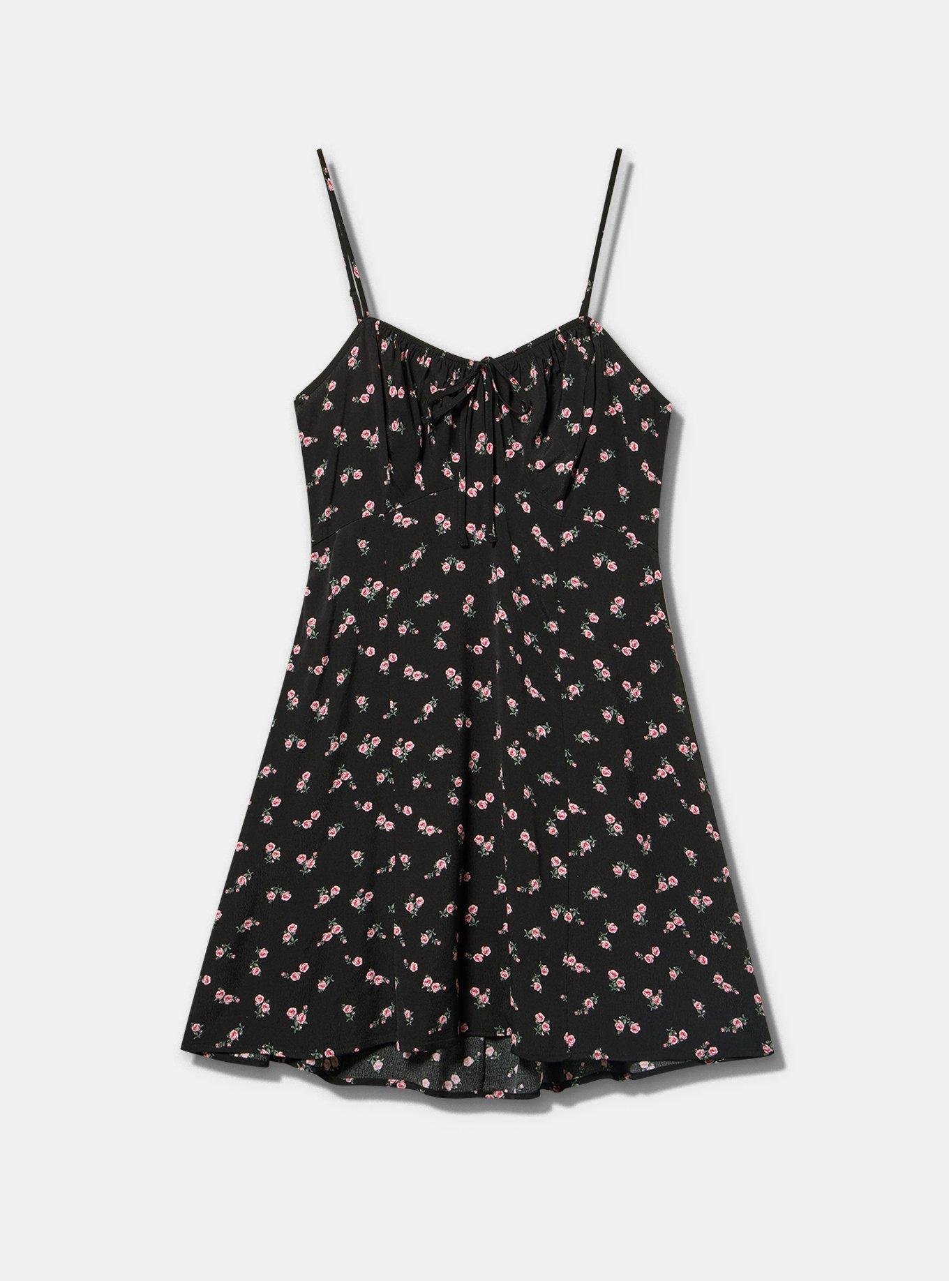 LoveSick Slip Mini Dress, ROSA SPRIGS FLORAL BLACK, flat