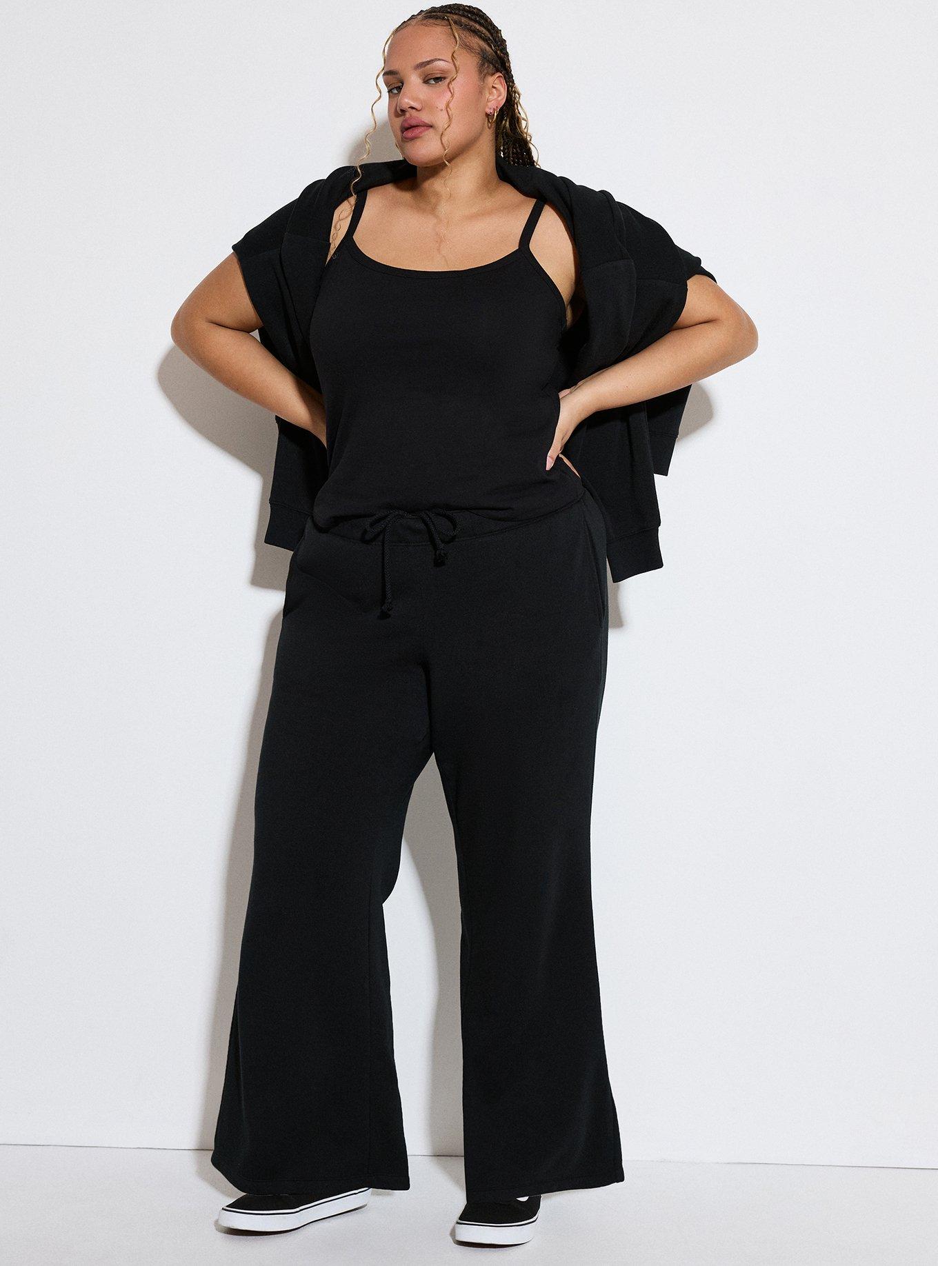 LoveSick Low-Rise Flare Sweatpants, DEEP BLACK, alternate