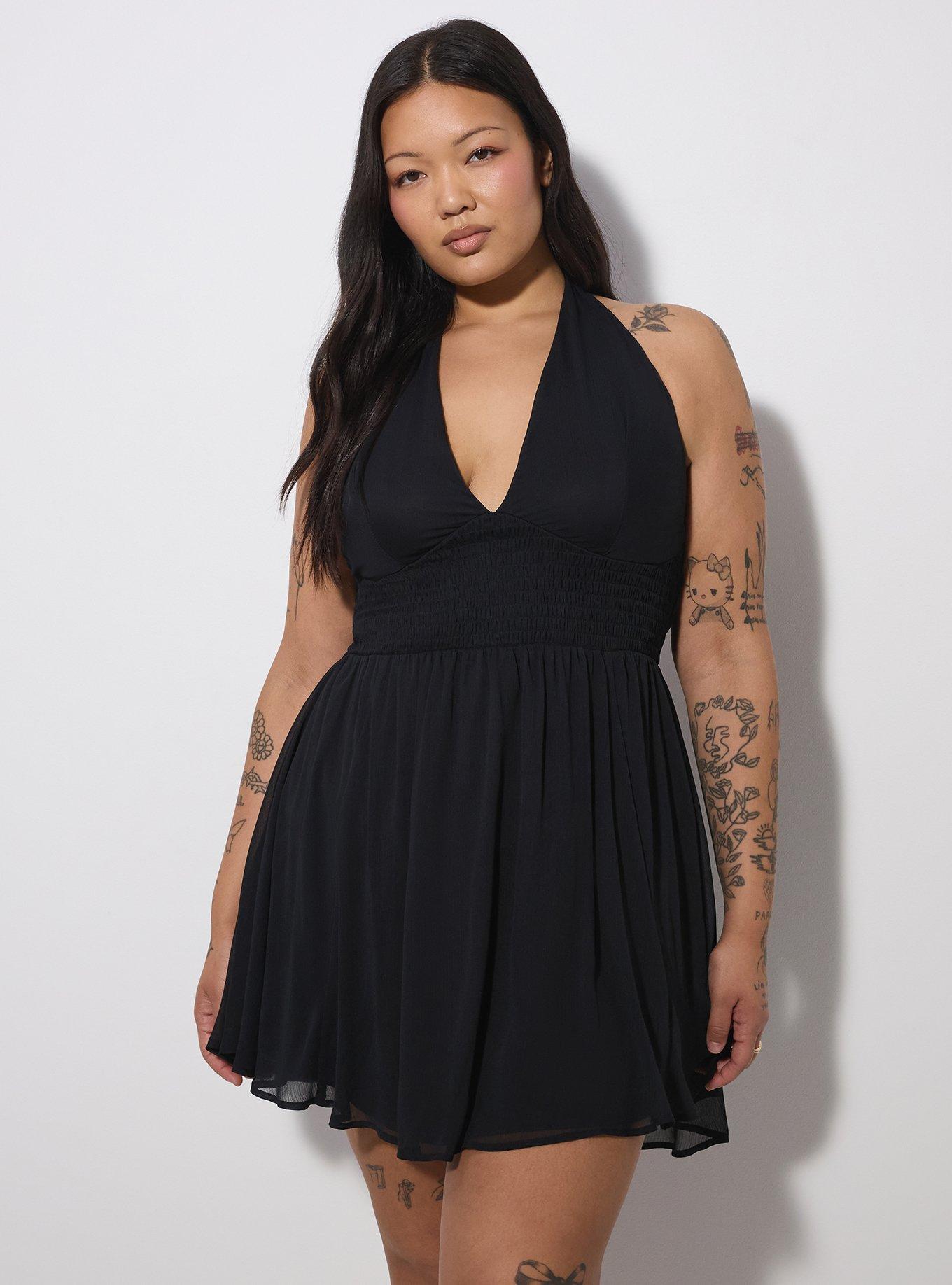 LoveSick Smocked Waist Halter Mini Dress, DEEP BLACK, alternate