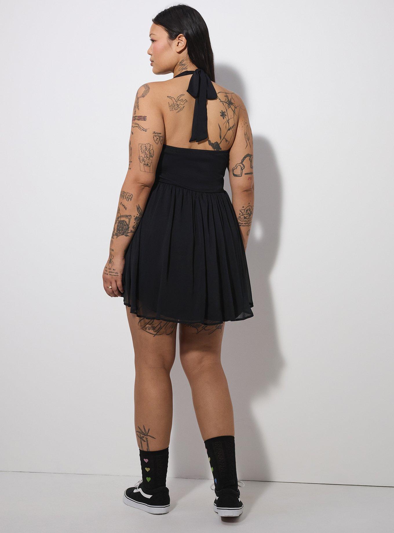 LoveSick Smocked Waist Halter Mini Dress, DEEP BLACK, alternate