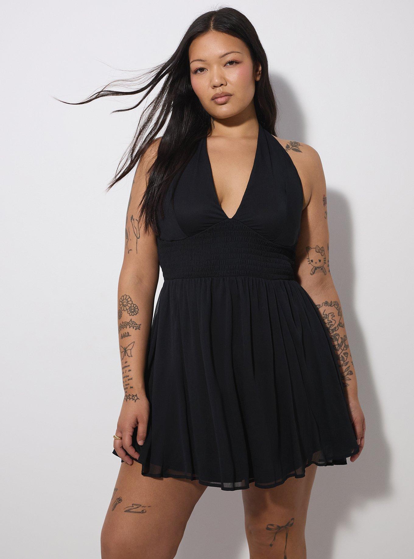 LoveSick Smocked Waist Halter Mini Dress, DEEP BLACK, alternate