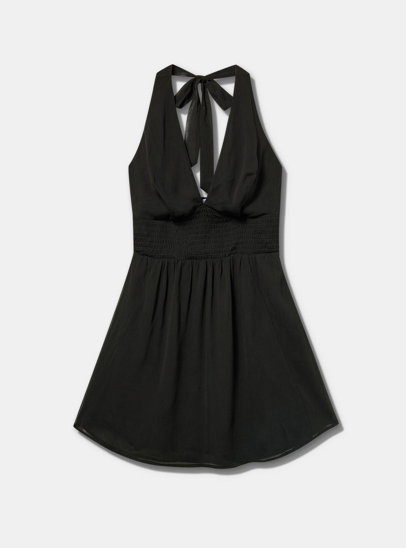LoveSick Smocked Waist Halter Mini Dress, DEEP BLACK, flat