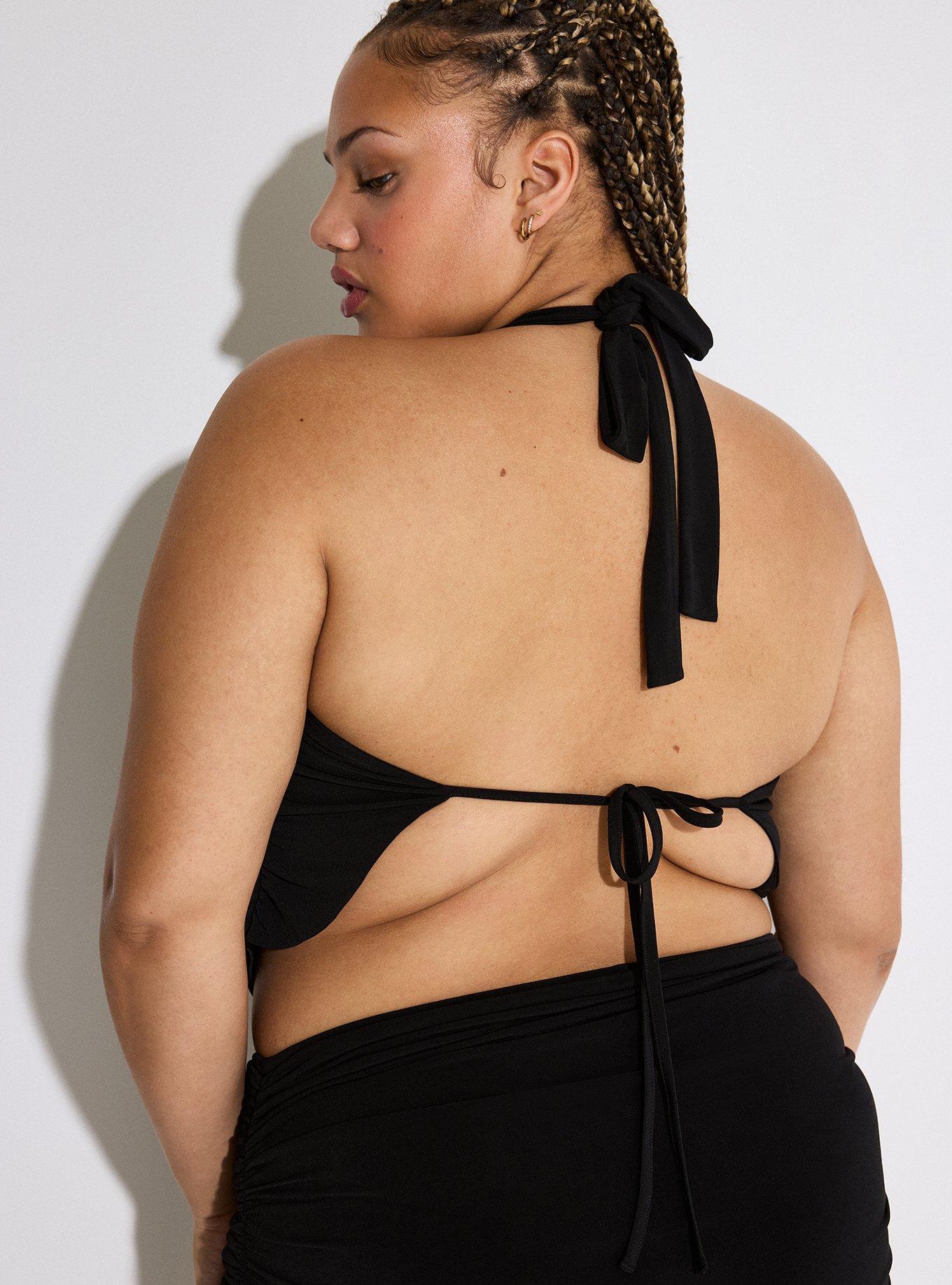 LoveSick Cowl Neck Halter Top, DEEP BLACK, alternate