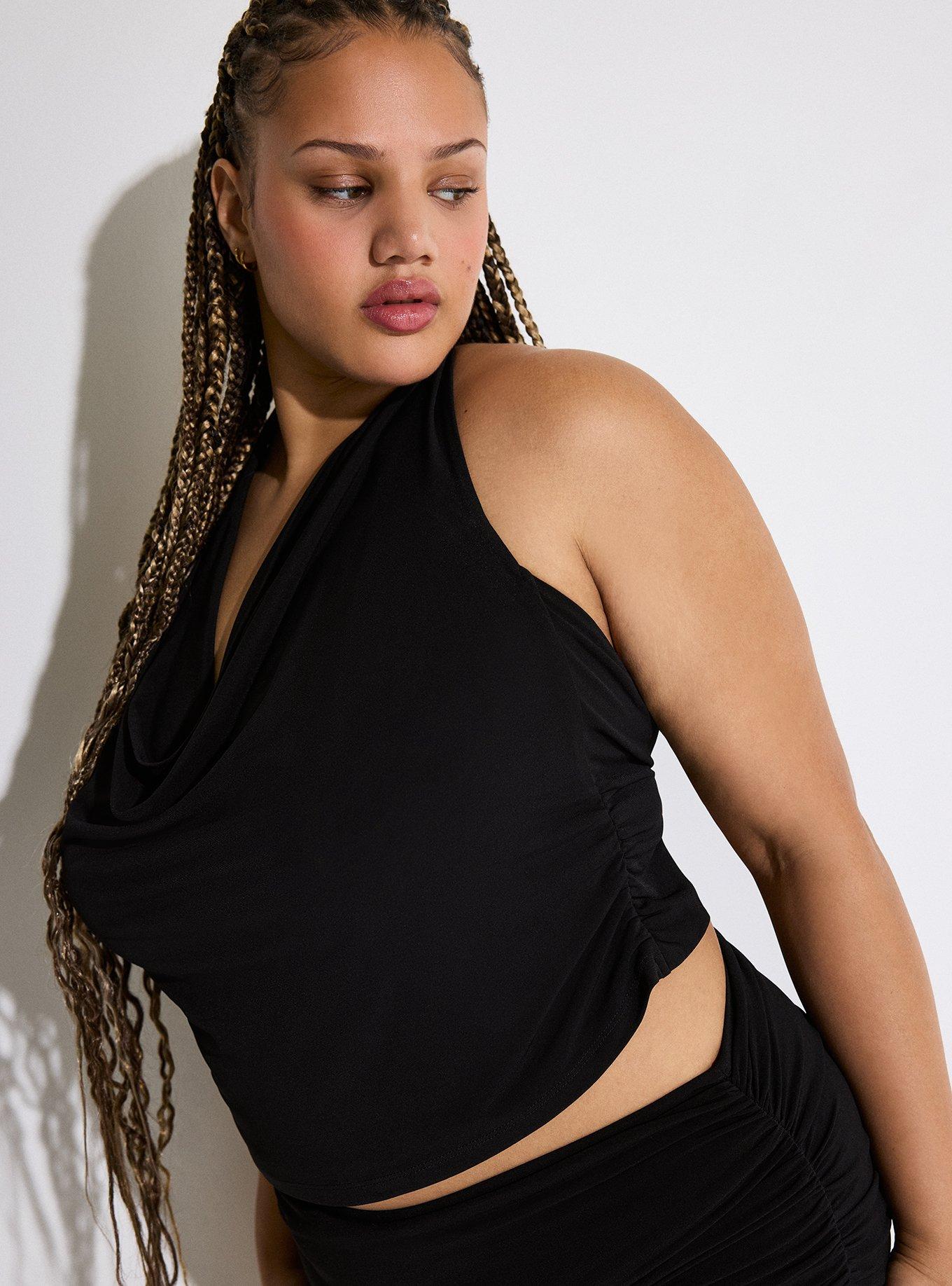 LoveSick Cowl Neck Halter Top, DEEP BLACK, alternate