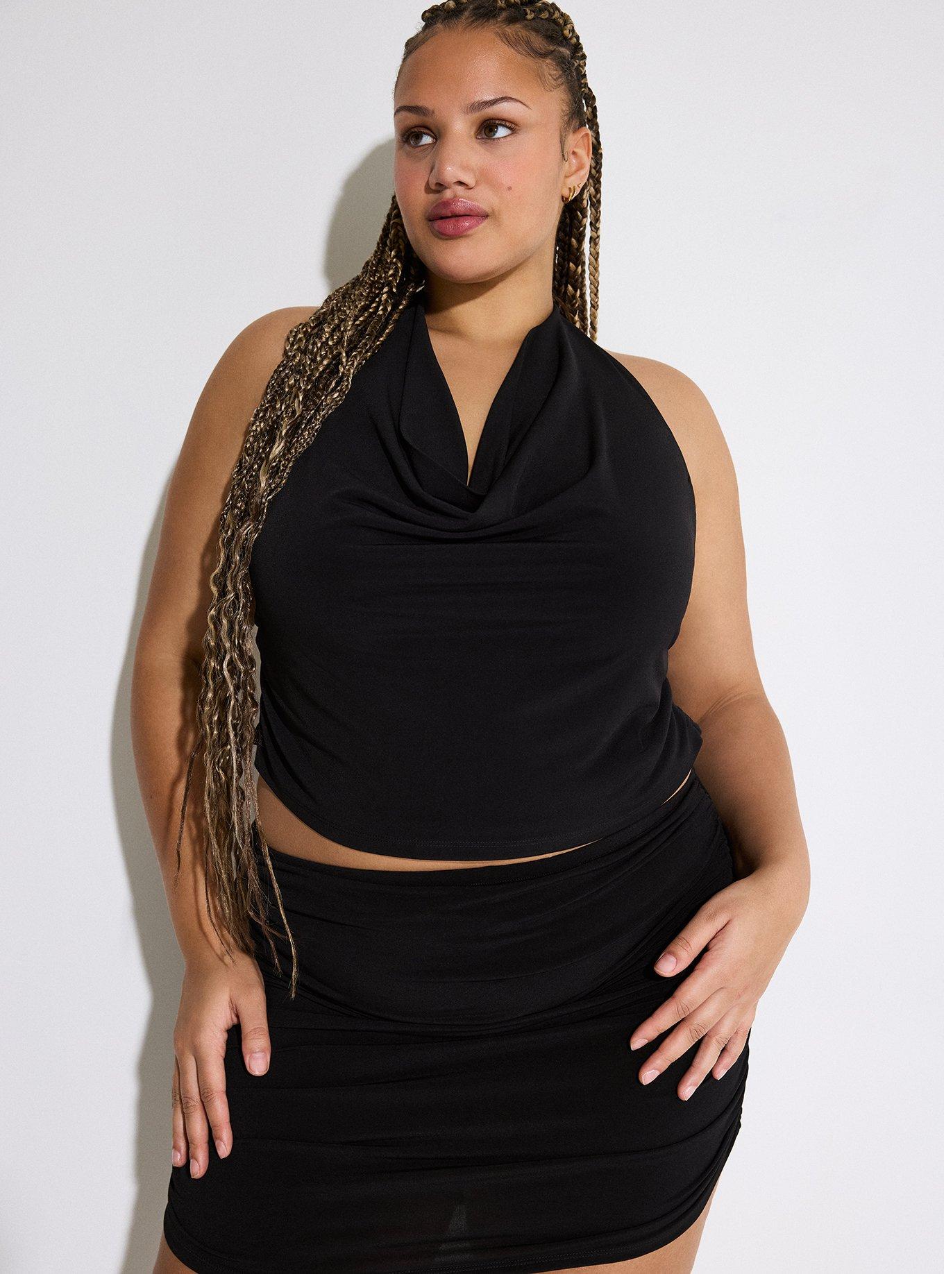 LoveSick Cowl Neck Halter Top, DEEP BLACK, alternate