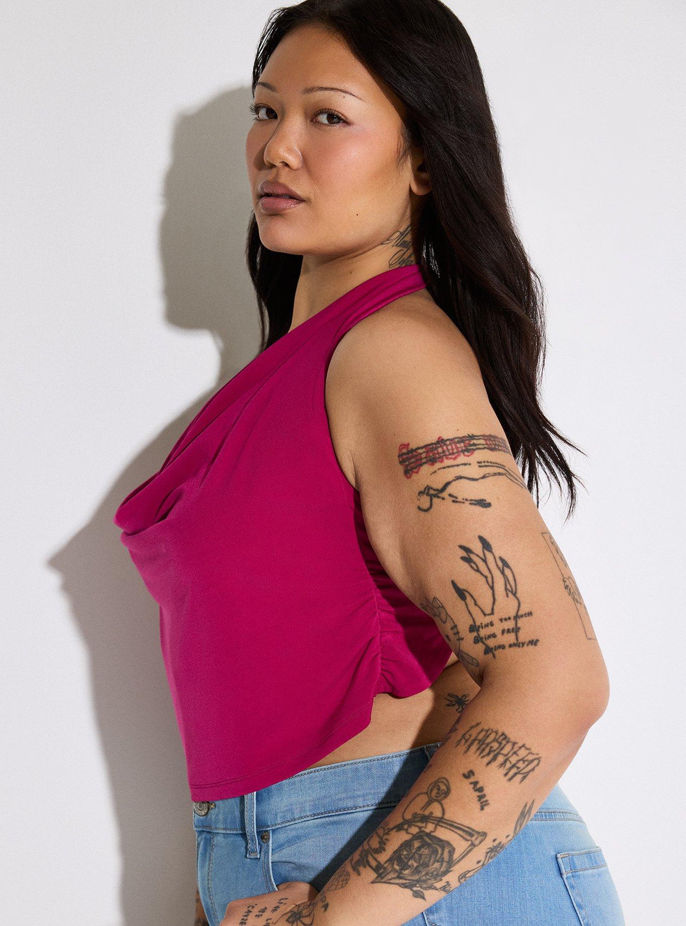 LoveSick Cowl Neck Halter Top, SANGRIA, alternate