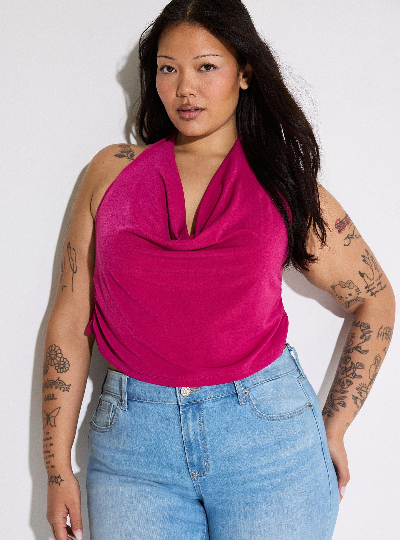 LoveSick Cowl Neck Halter Top, SANGRIA, hi-res