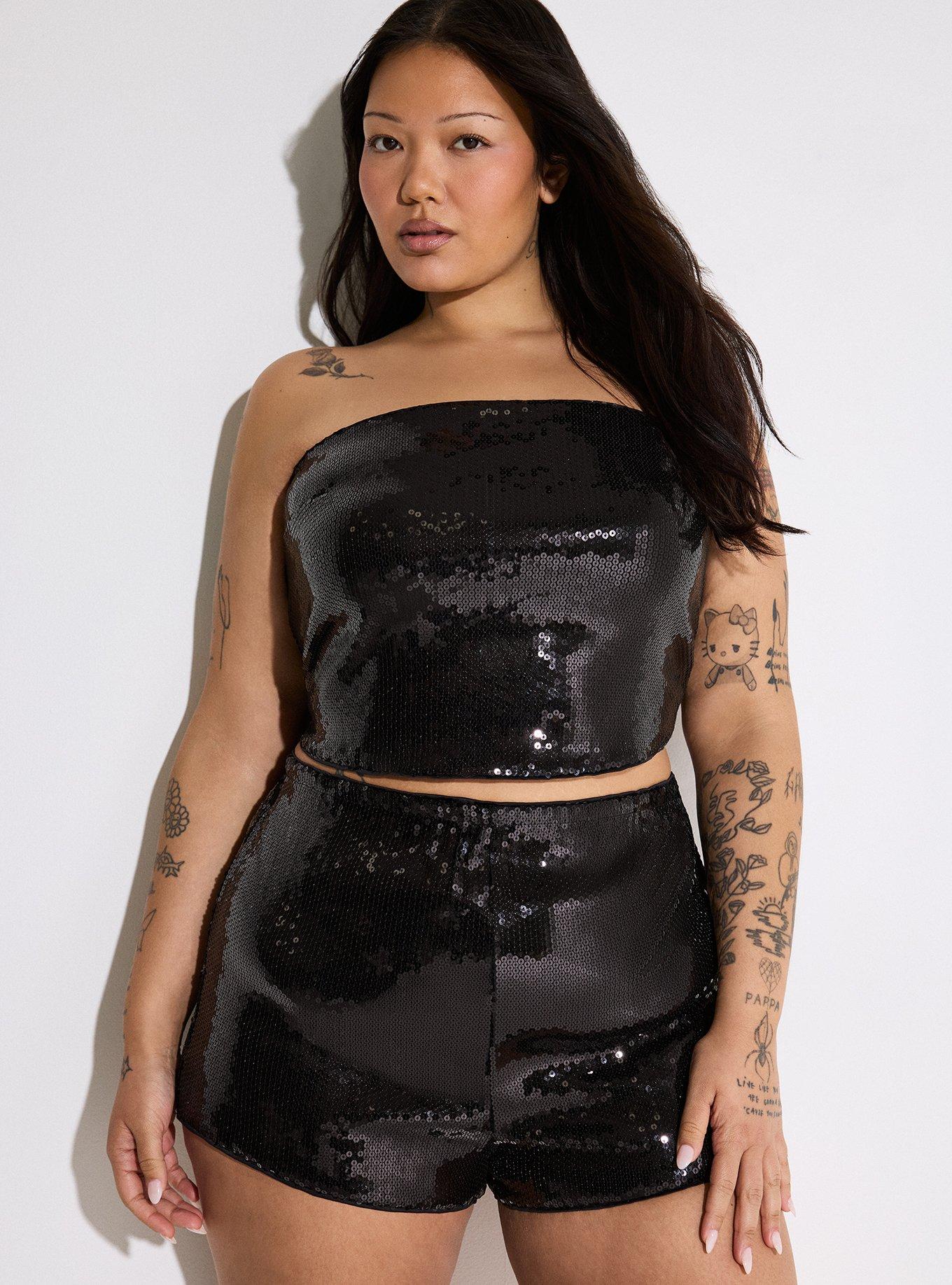 LoveSick Sequin Tube Top, DEEP BLACK, alternate