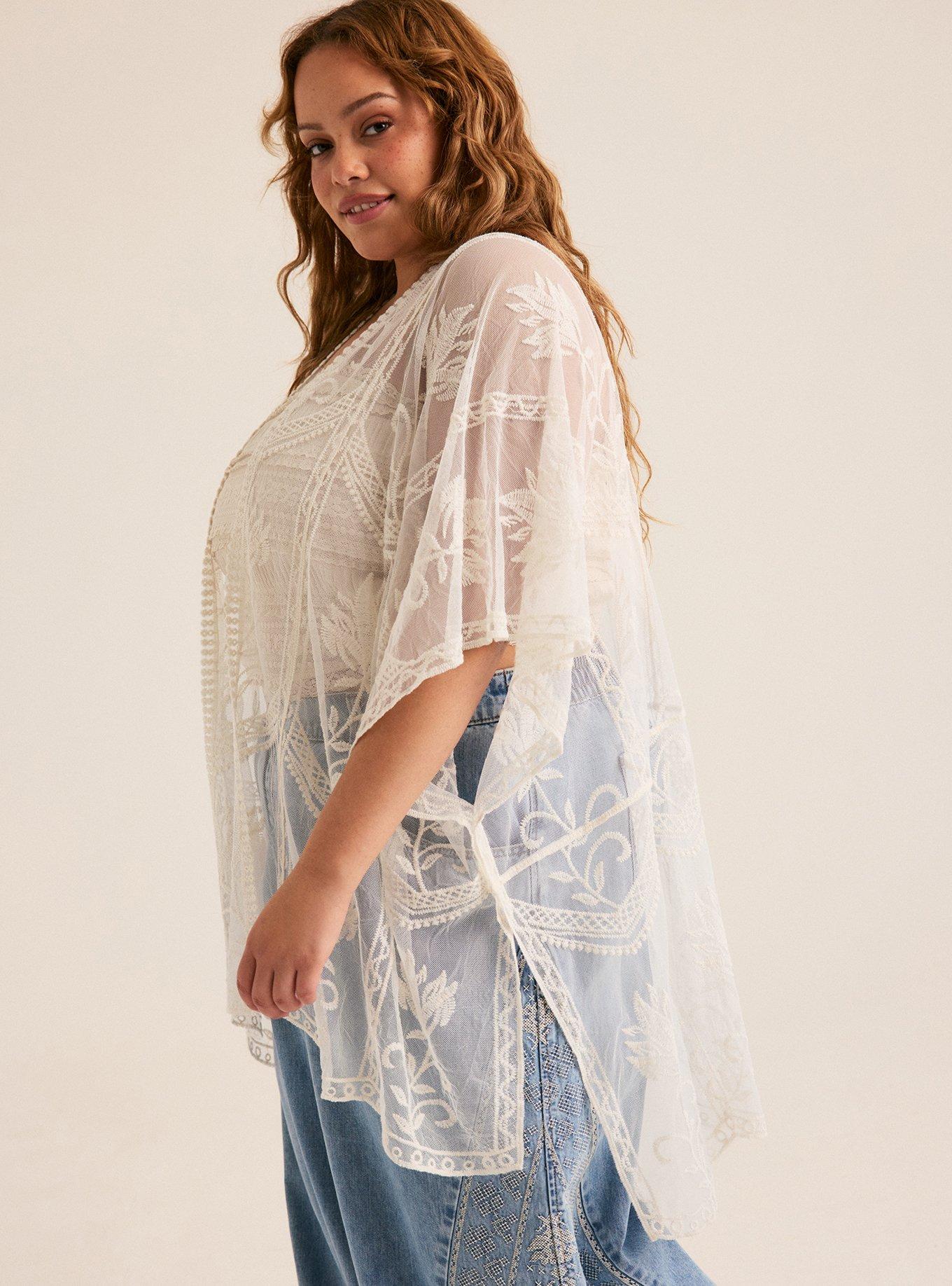 Mesh Embroidered Ruana, , alternate