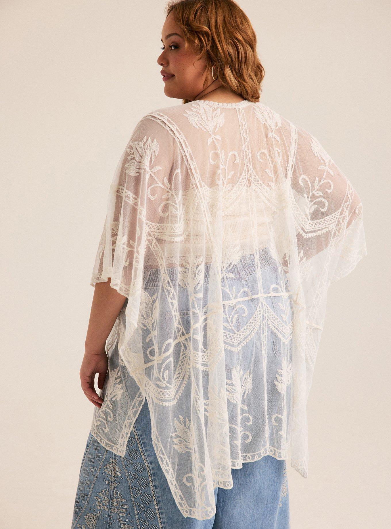 Mesh Embroidered Ruana, , alternate