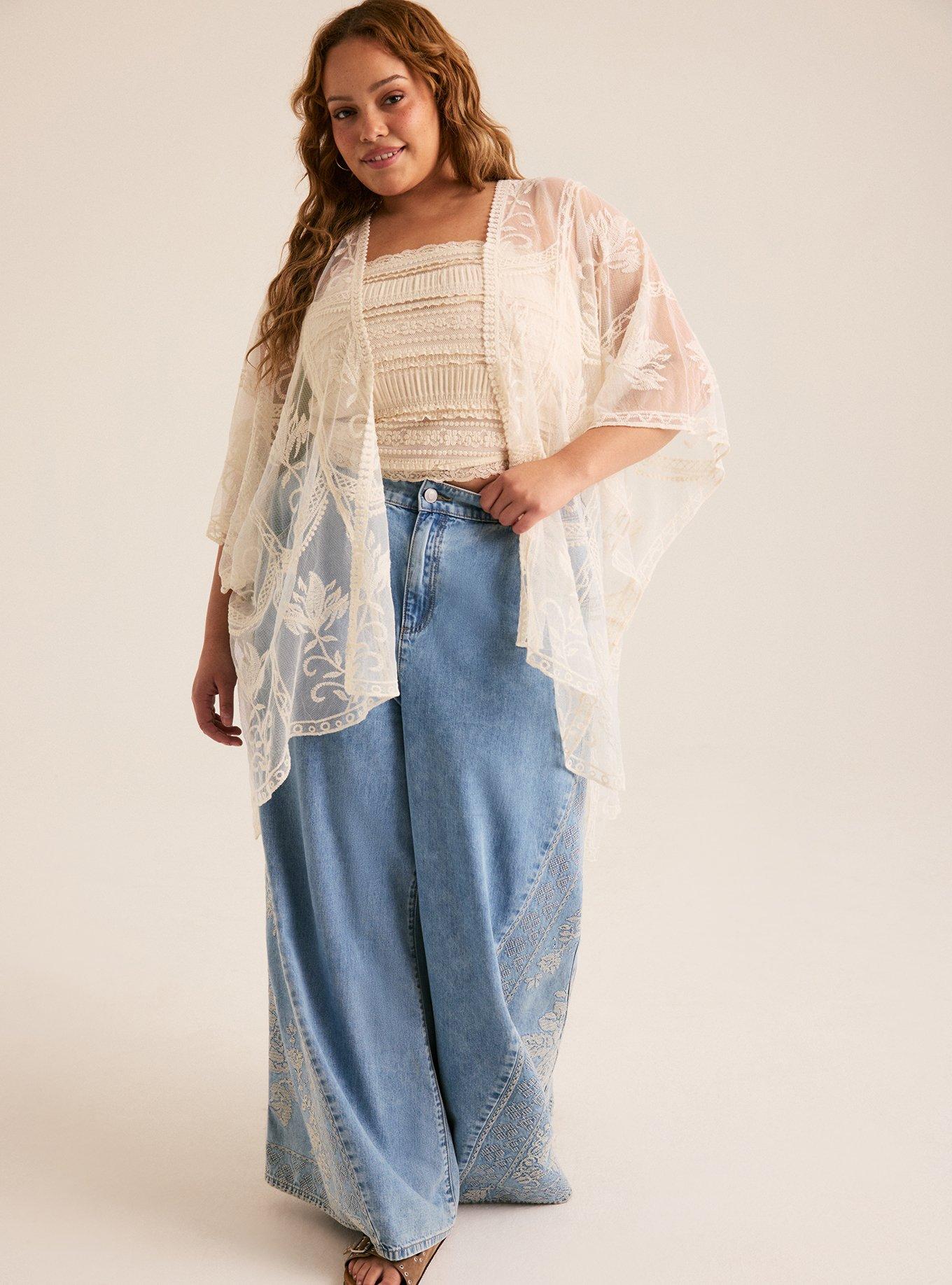 Mesh Embroidered Ruana, , alternate