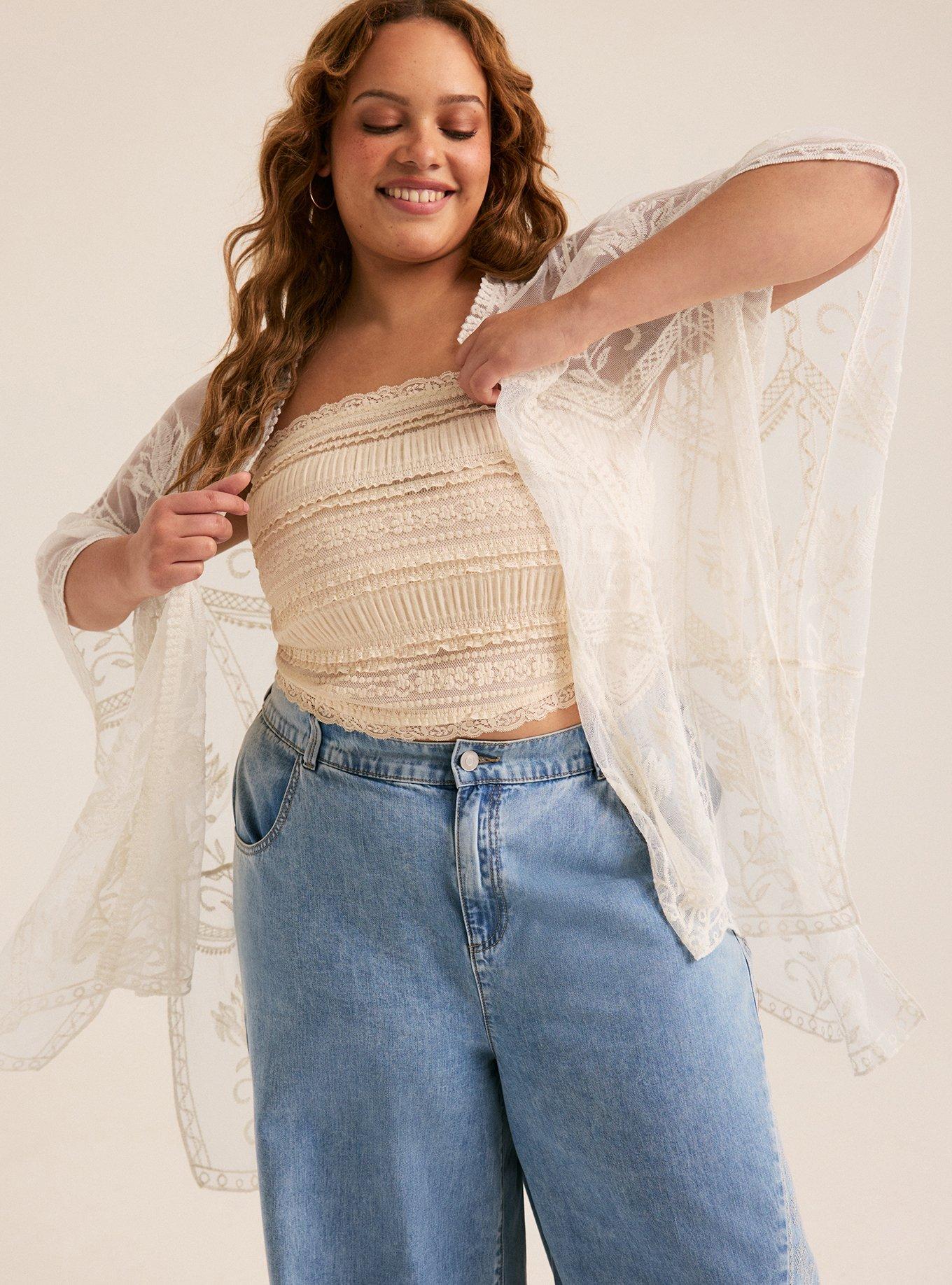 Mesh Embroidered Ruana, , alternate