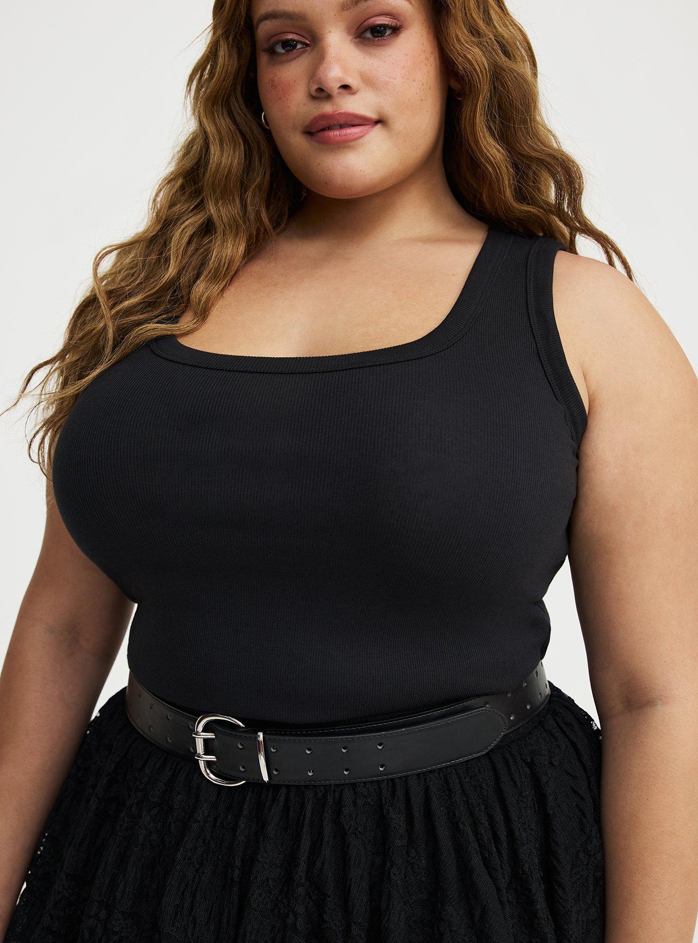 Double Perforated Denim Belt, BLACK, alternate