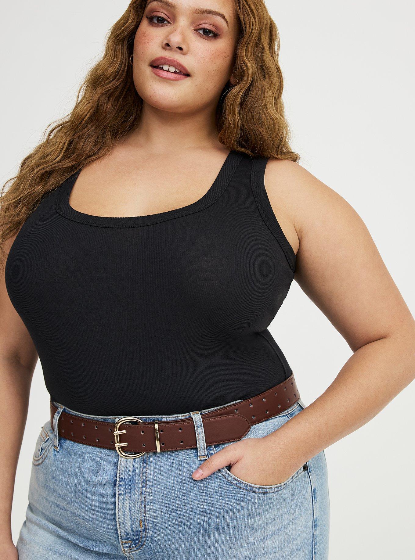 Double Perforated Denim Belt, CHOCOLATE BROWN, alternate