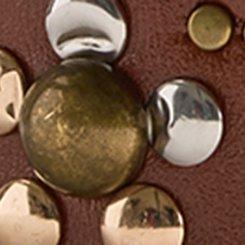 Floral Studded Denim Belt, BROWN, swatch