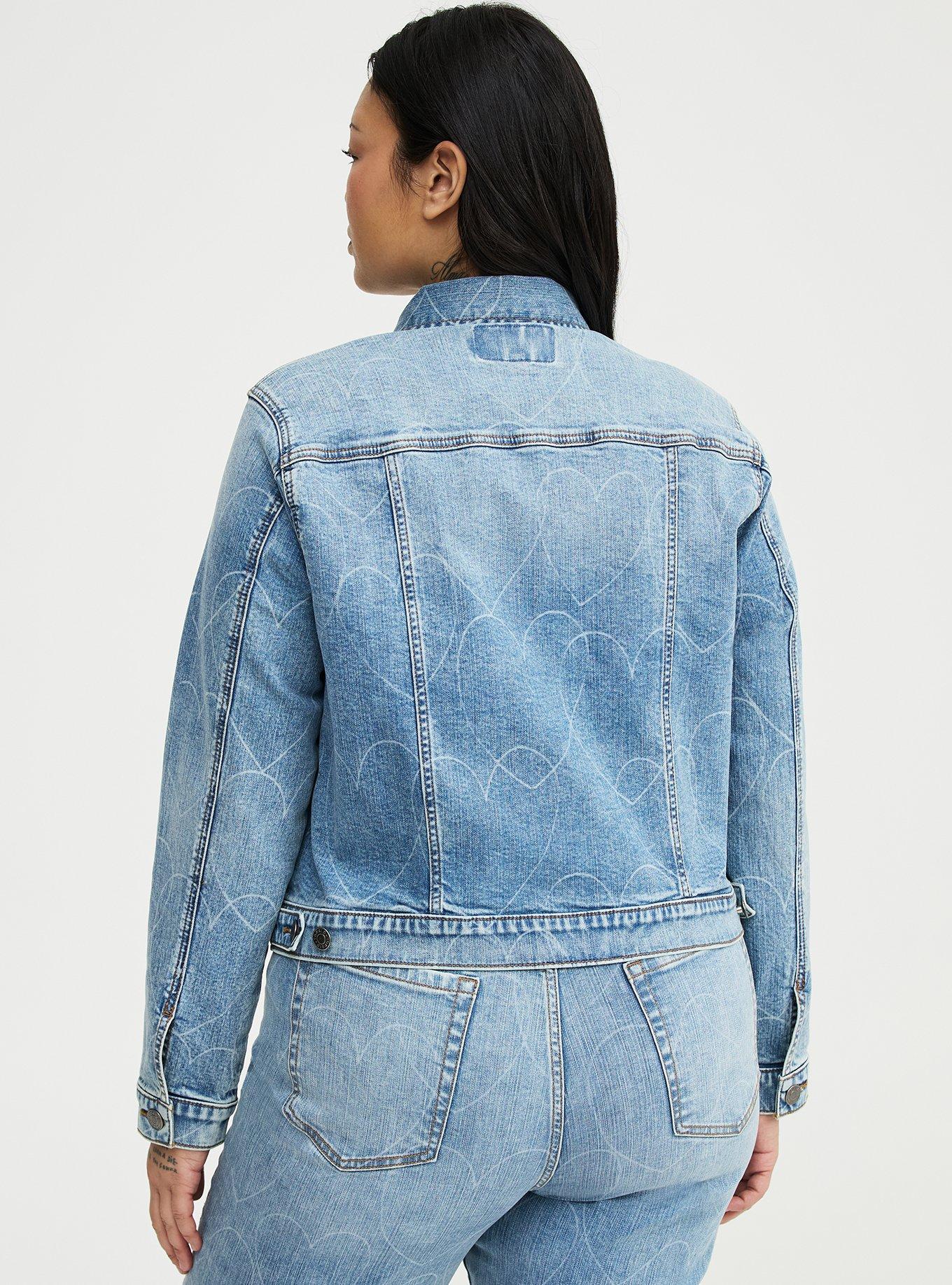 Denim Hearts Modern Trucker Jacket, DESTRUCTED HEART LASER, alternate