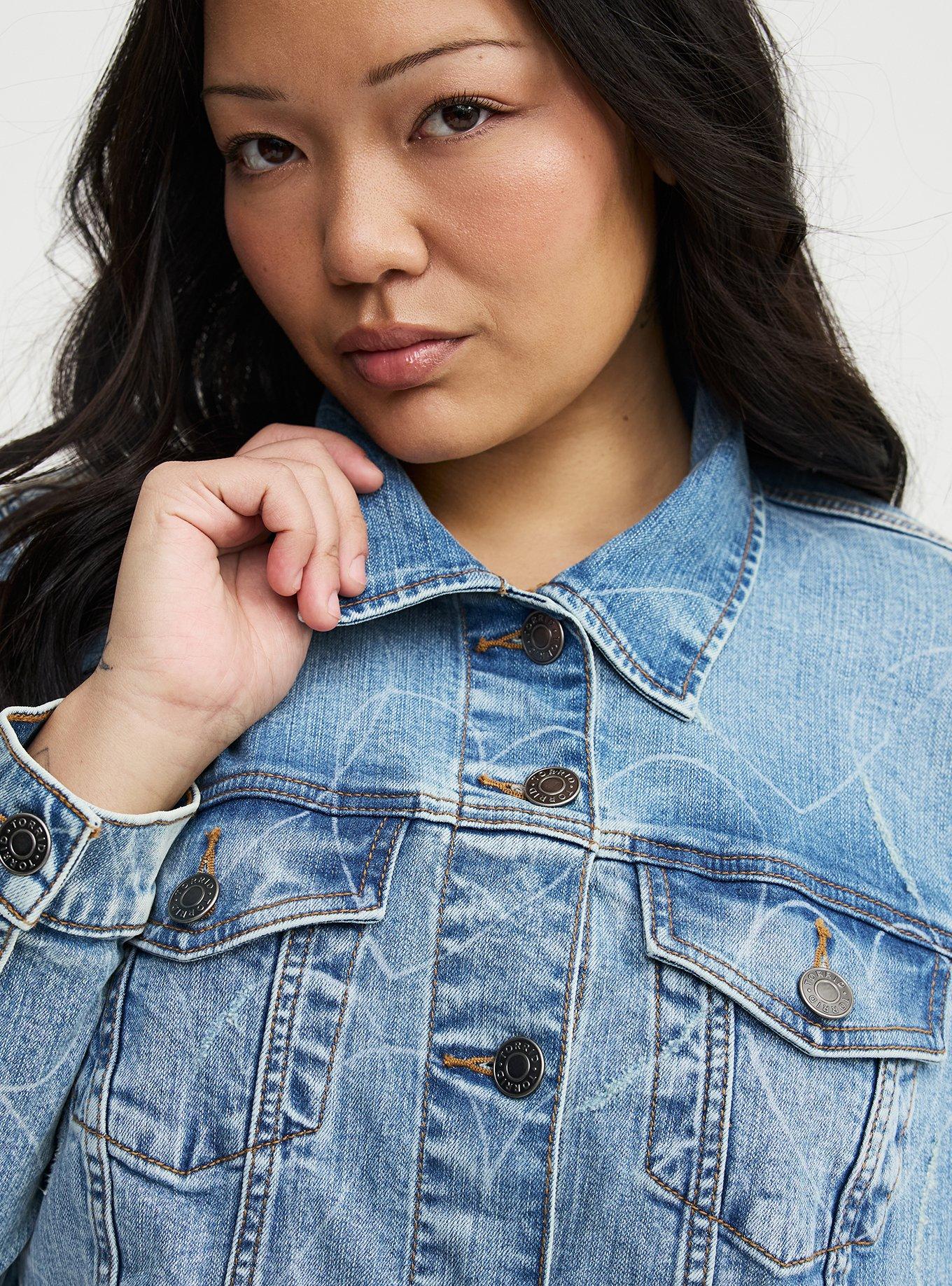 Denim Hearts Modern Trucker Jacket, DESTRUCTED HEART LASER, alternate