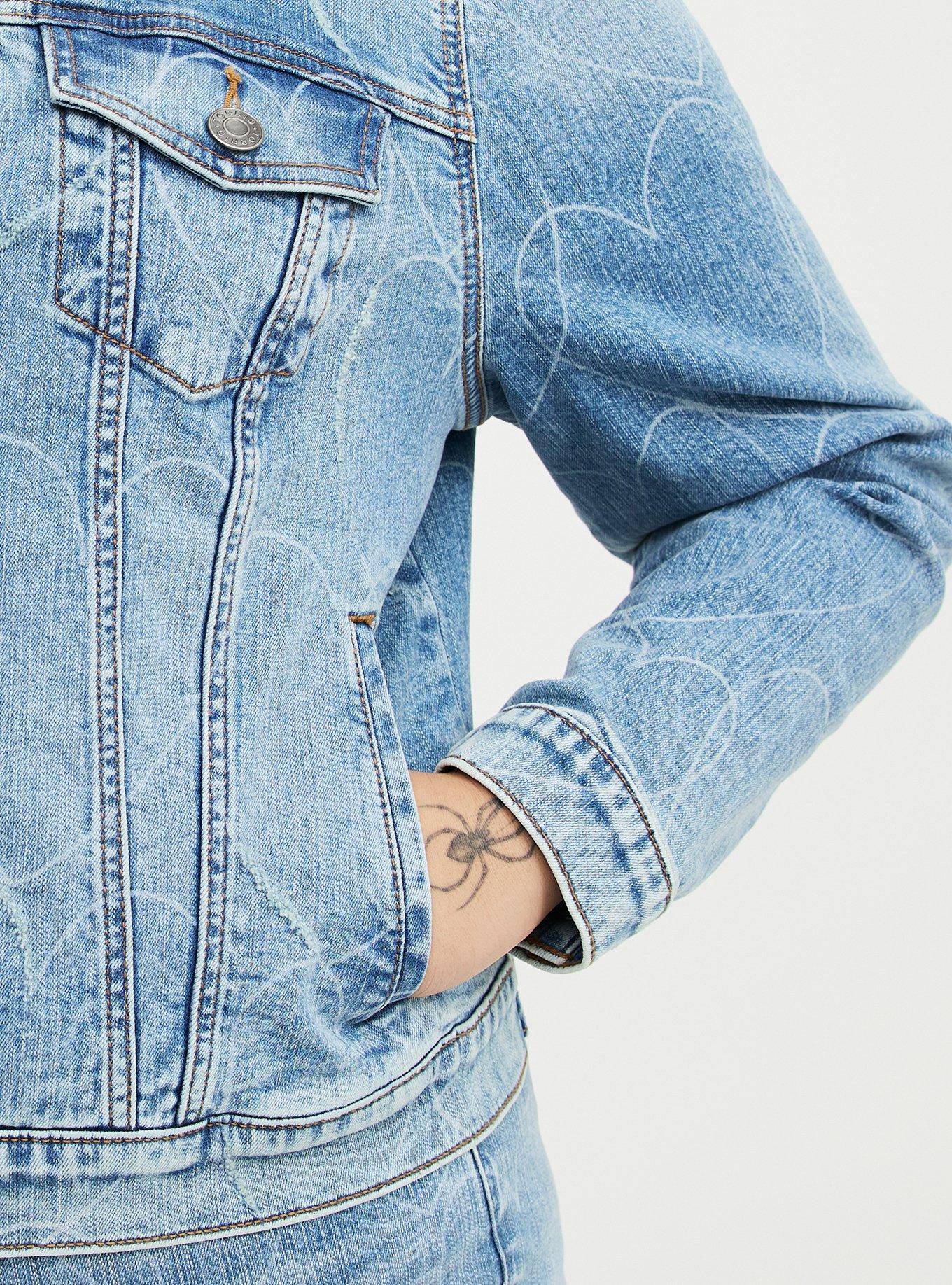 Denim Hearts Modern Trucker Jacket, DESTRUCTED HEART LASER, alternate