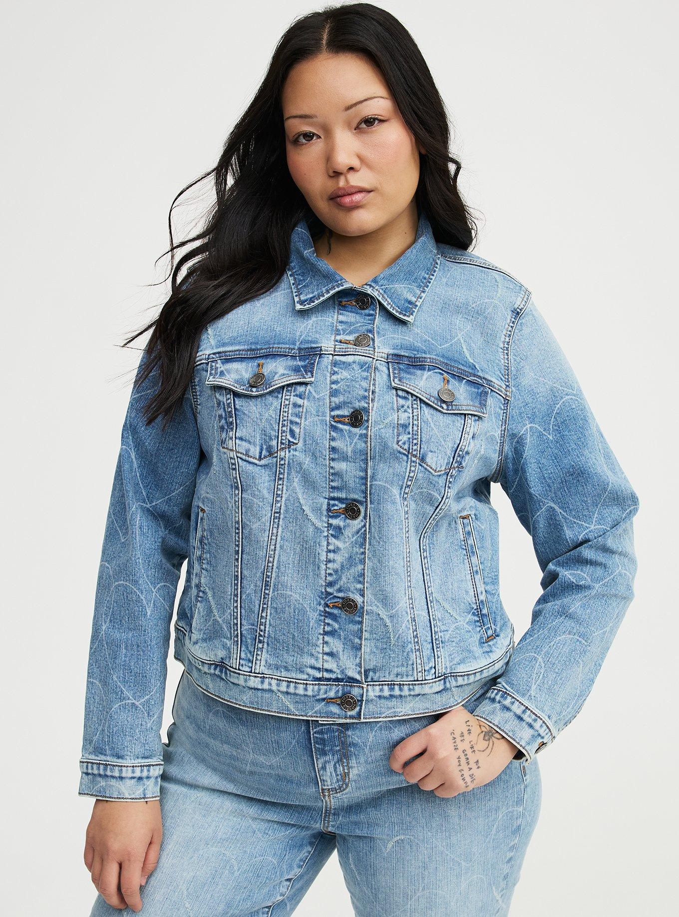 Denim Hearts Modern Trucker Jacket, DESTRUCTED HEART LASER, alternate