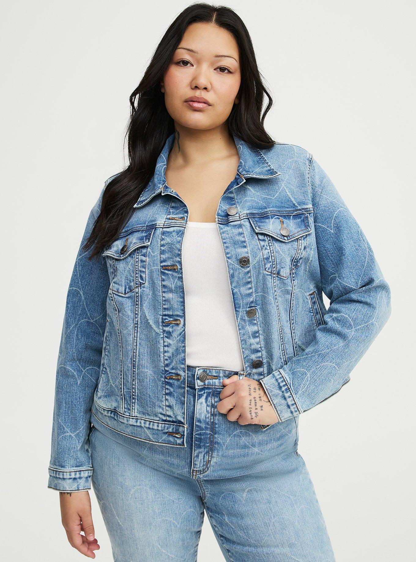 Denim Hearts Modern Trucker Jacket, DESTRUCTED HEART LASER, hi-res