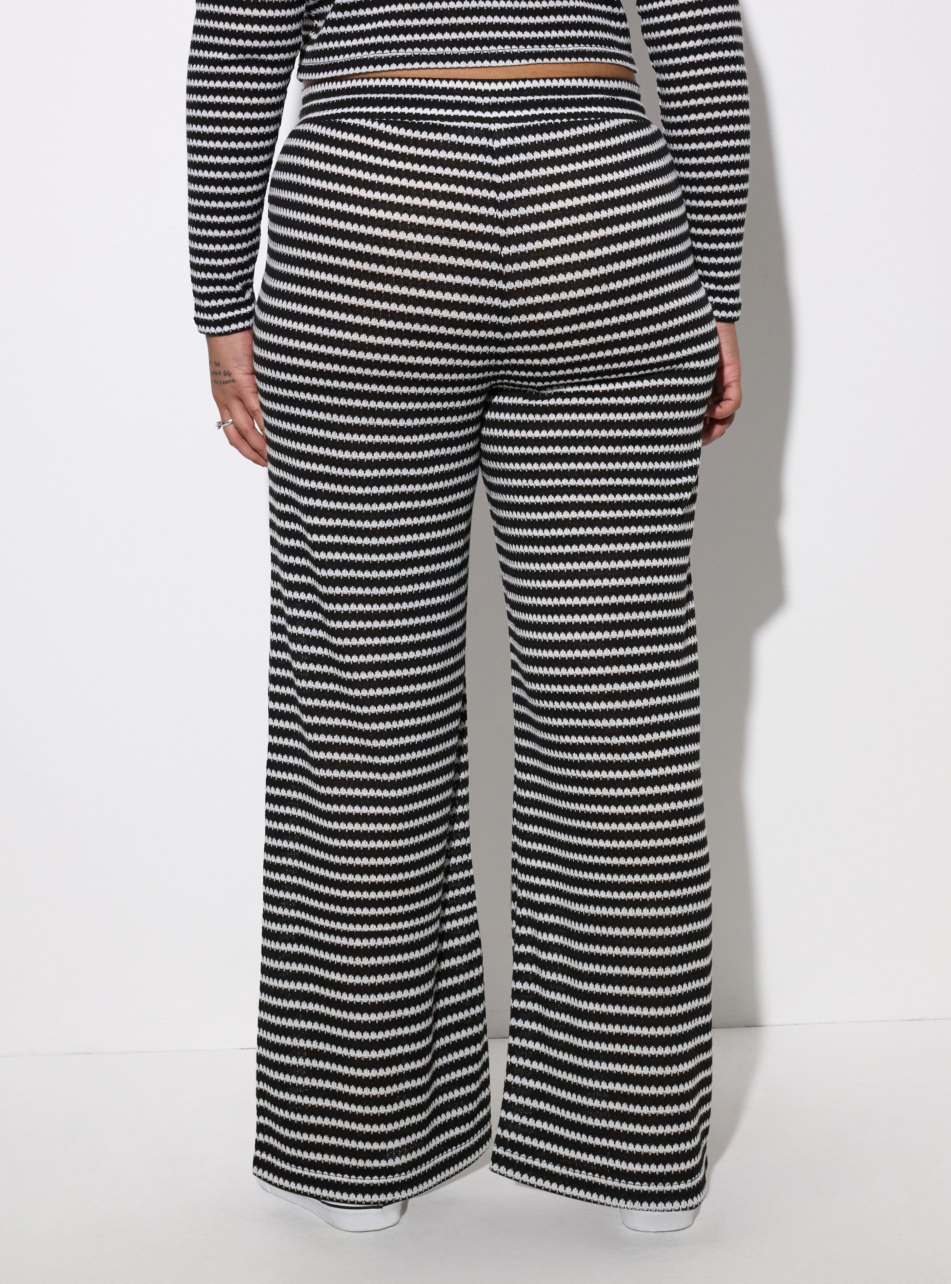 LoveSick High-Rise Wide Leg Open Knit Pant, LOVESICK KNIT STRIPE BLACK WHITE, alternate