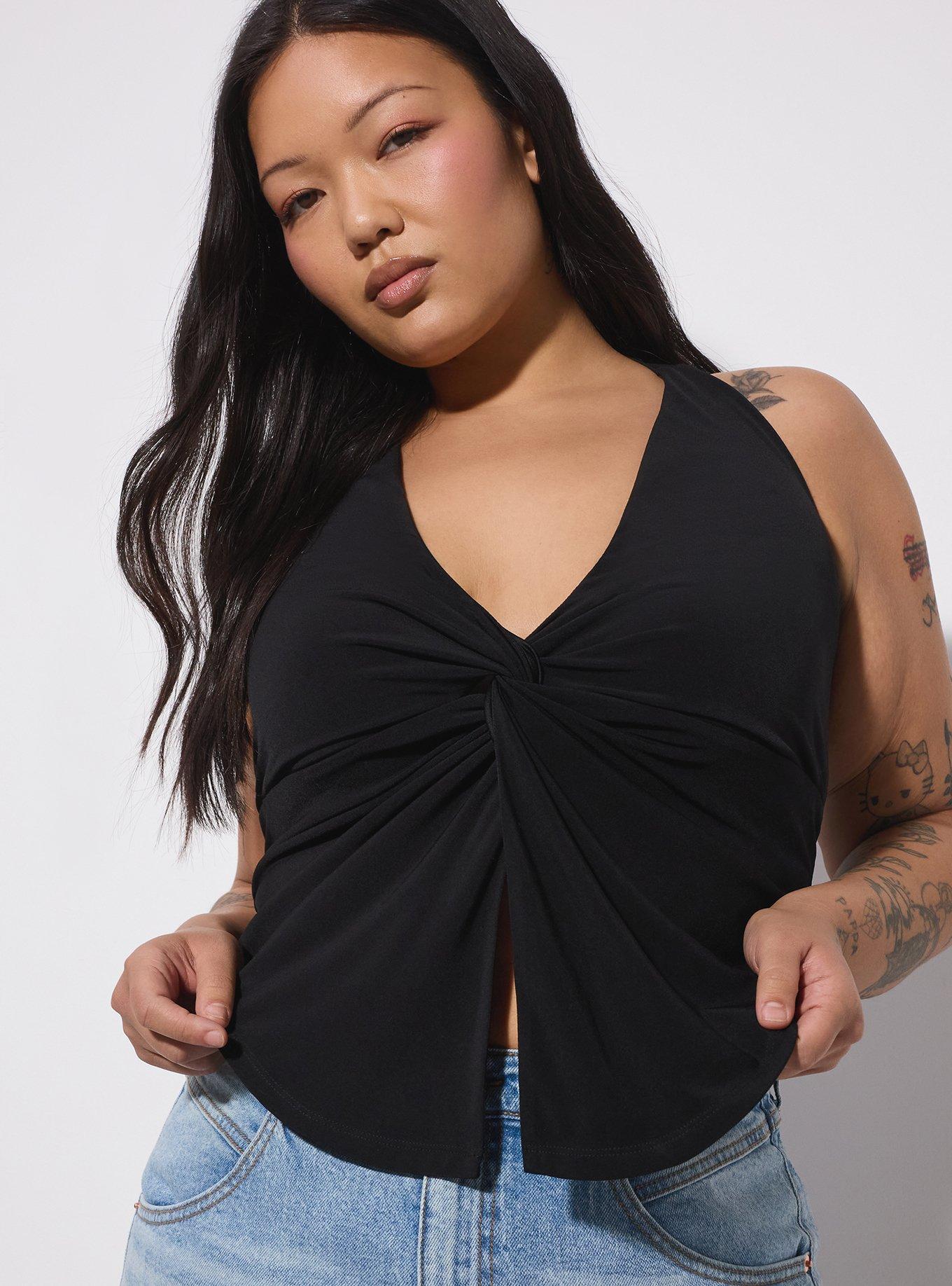 LoveSick Twist Front Flyaway Halter Top, DEEP BLACK, alternate