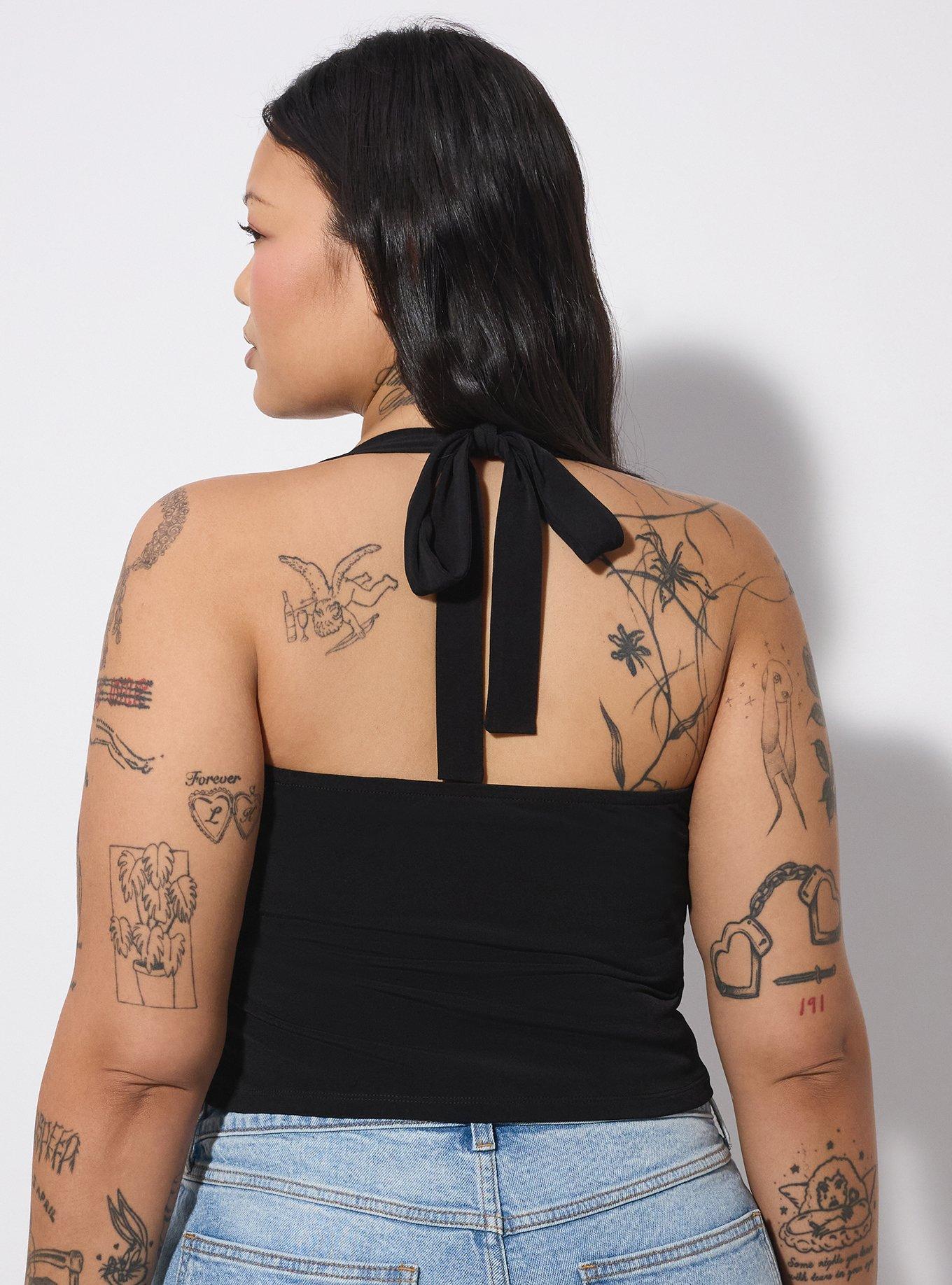 LoveSick Twist Front Flyaway Halter Top, DEEP BLACK, alternate