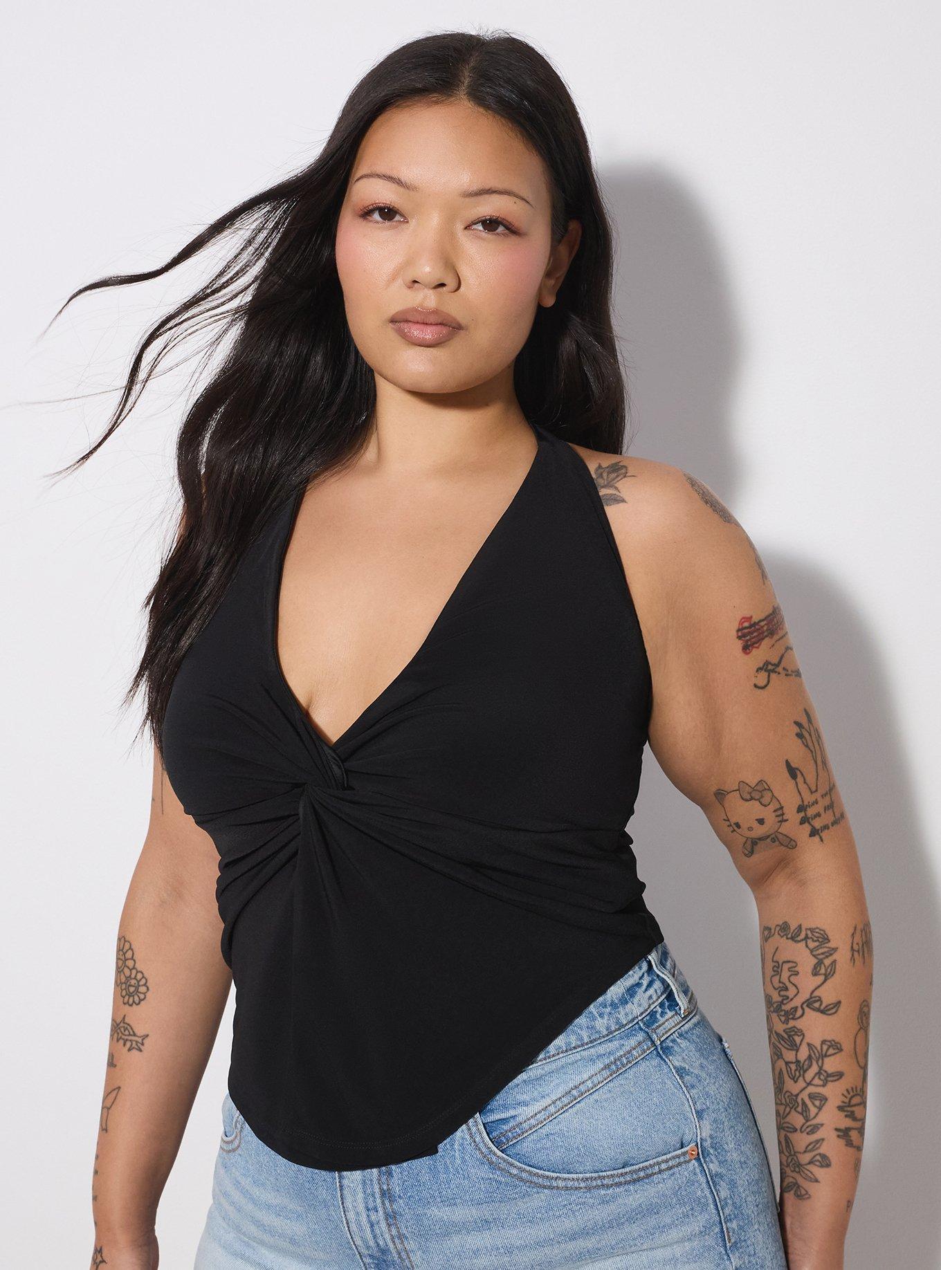 LoveSick Twist Front Flyaway Halter Top, DEEP BLACK, alternate